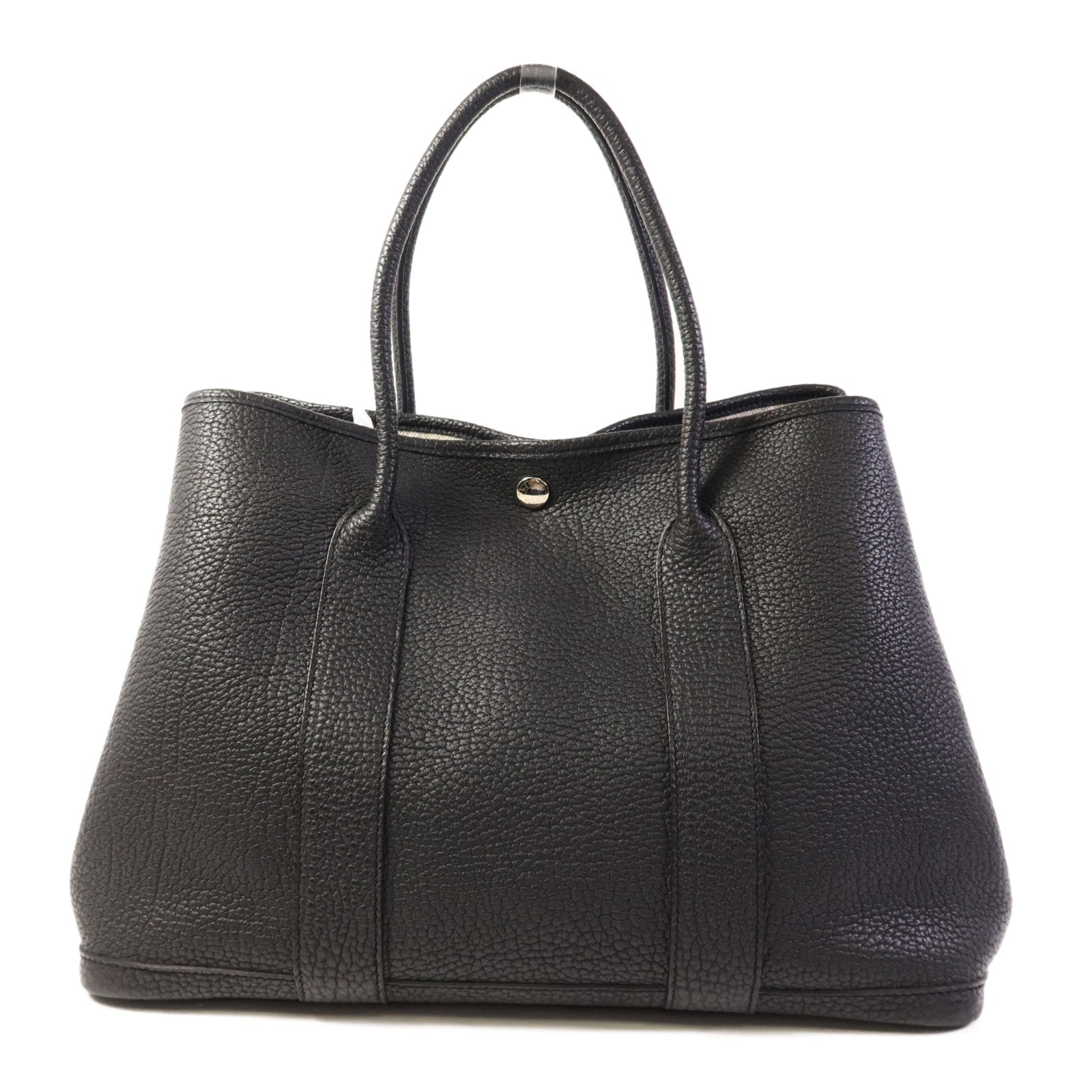 HERMES Negonda皮革Garden Party PM銀扣手挽袋Noir