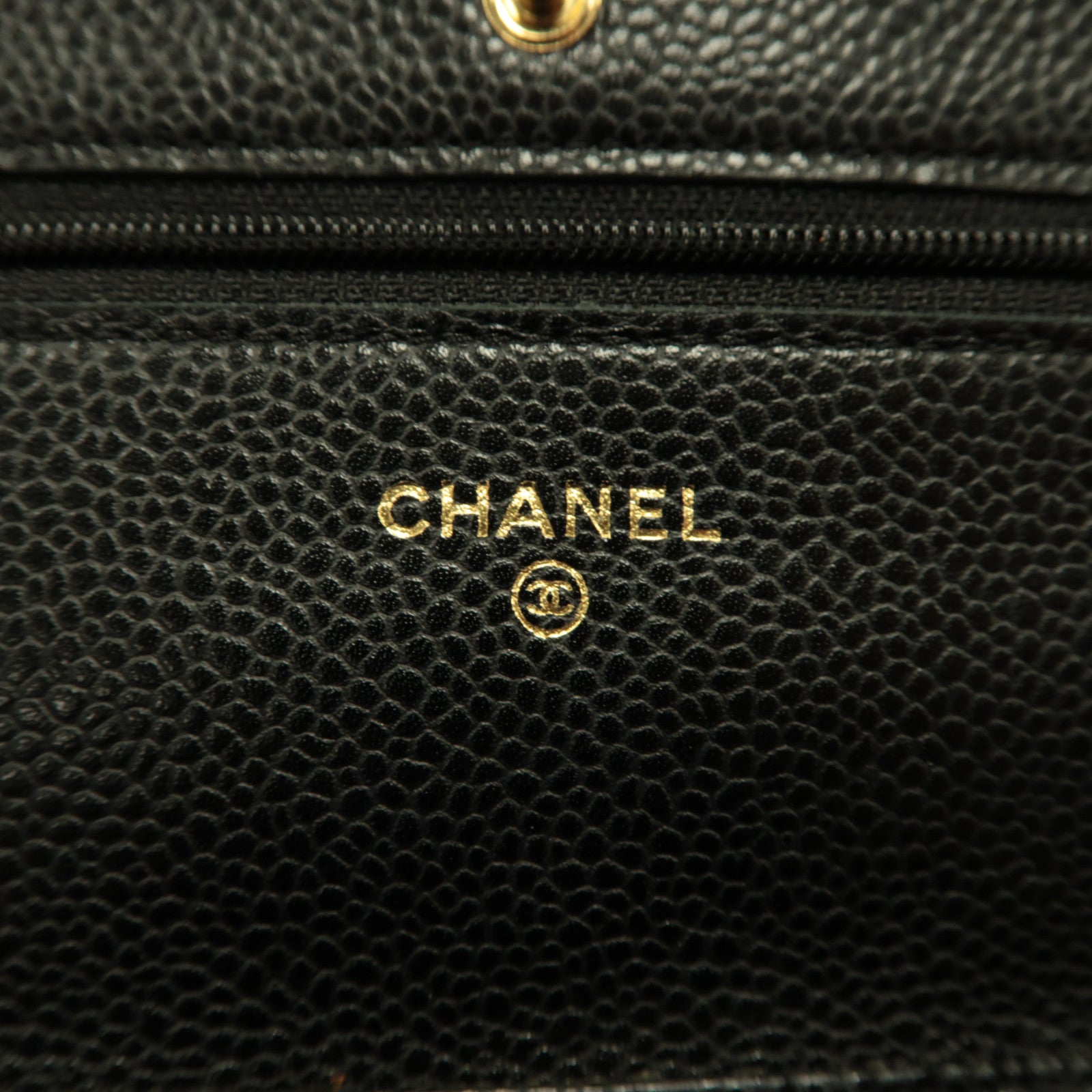 CHANEL 【激減優惠】菱格Caviar皮革Wallet On Chain金扣鏈帶肩背袋黑色