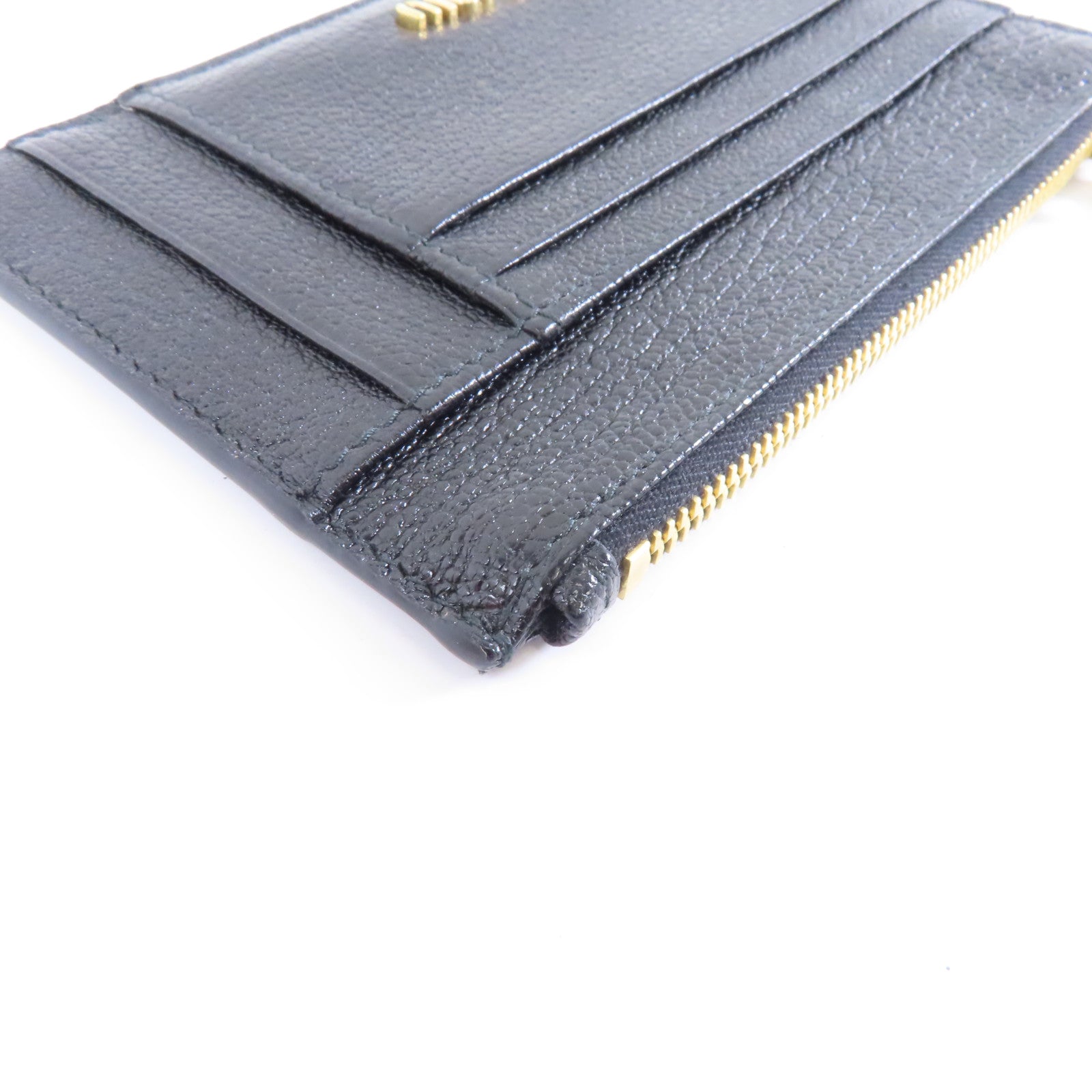 Miu Miu 牛皮皮革Card Case金扣卡片套黑色