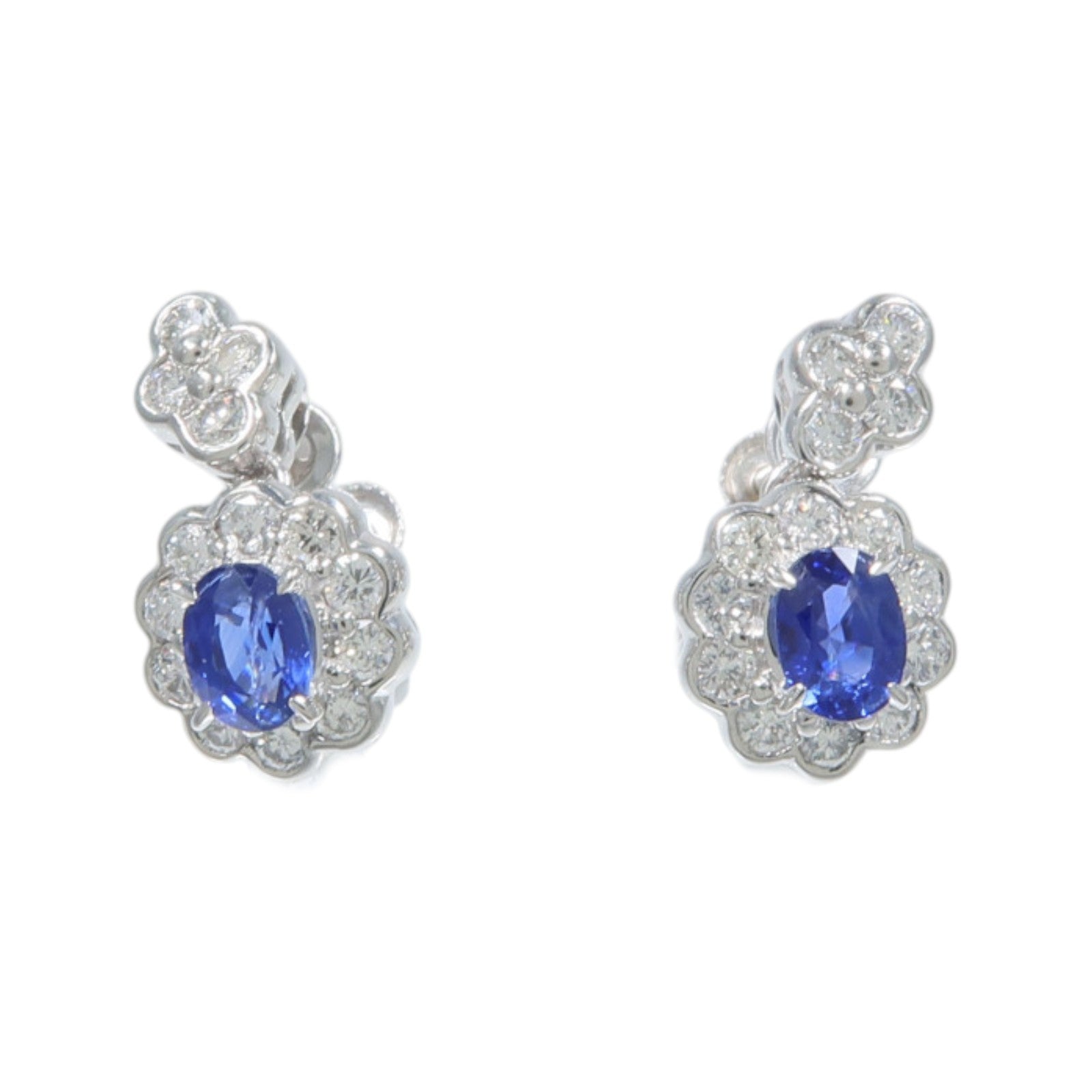 JEWELRY 【激減優惠】PT900鉑金Sapphire Diamond Earrings藍寶石/鑽石耳環