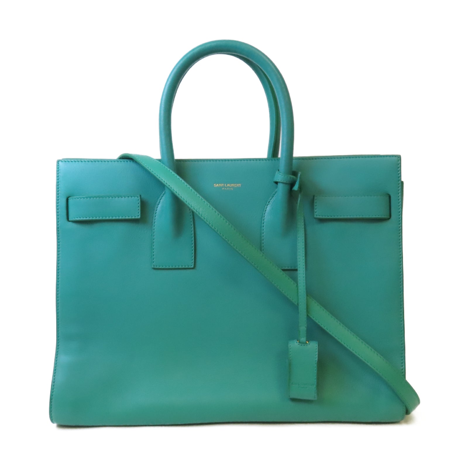 SAINT LAURENT 【激減優惠】牛皮皮革Sac De Jour Bag金扣手挽肩背兩用袋綠色