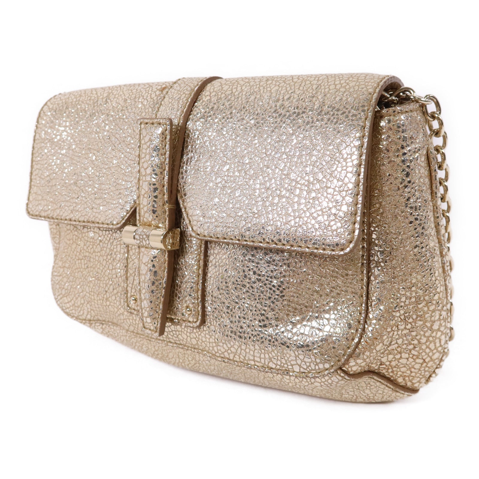 YVES SAINT LAURENT 牛皮皮革Chain Shoulder Bag金扣鏈帶肩背袋