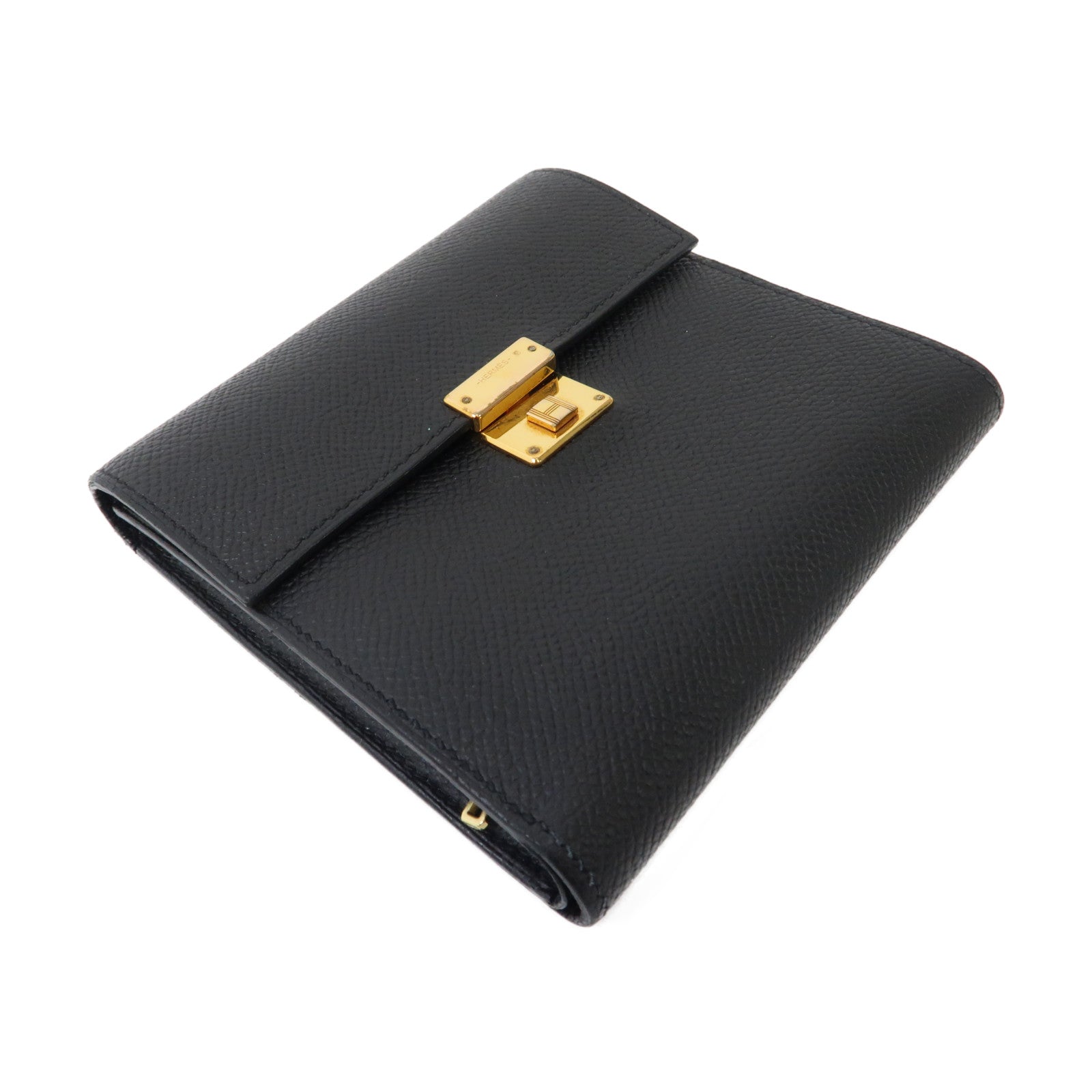 HERMES Epsom皮革Clic 12 Wallet金扣錢包黑色