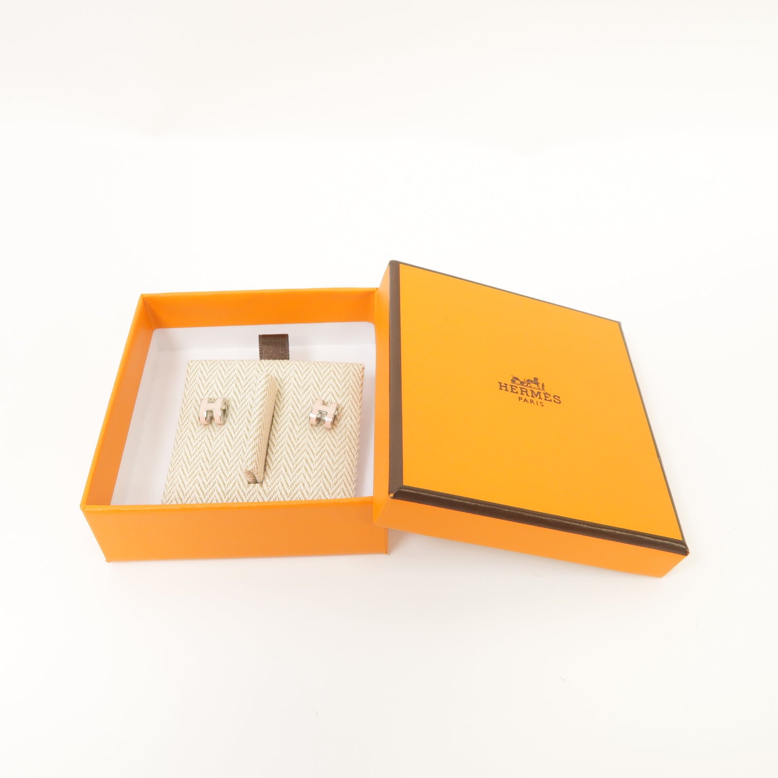 HERMES 金屬Pop H Earrings耳環粉紅色/銀色
