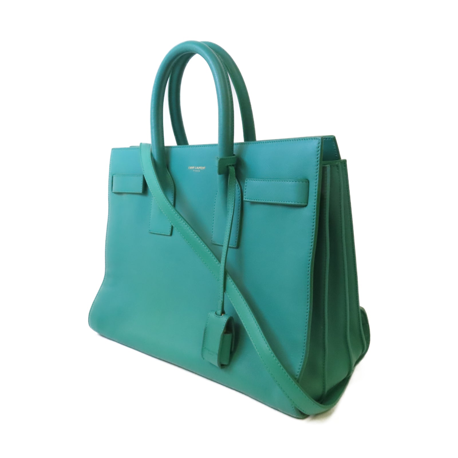 SAINT LAURENT 【激減優惠】牛皮皮革Sac De Jour Bag金扣手挽肩背兩用袋綠色