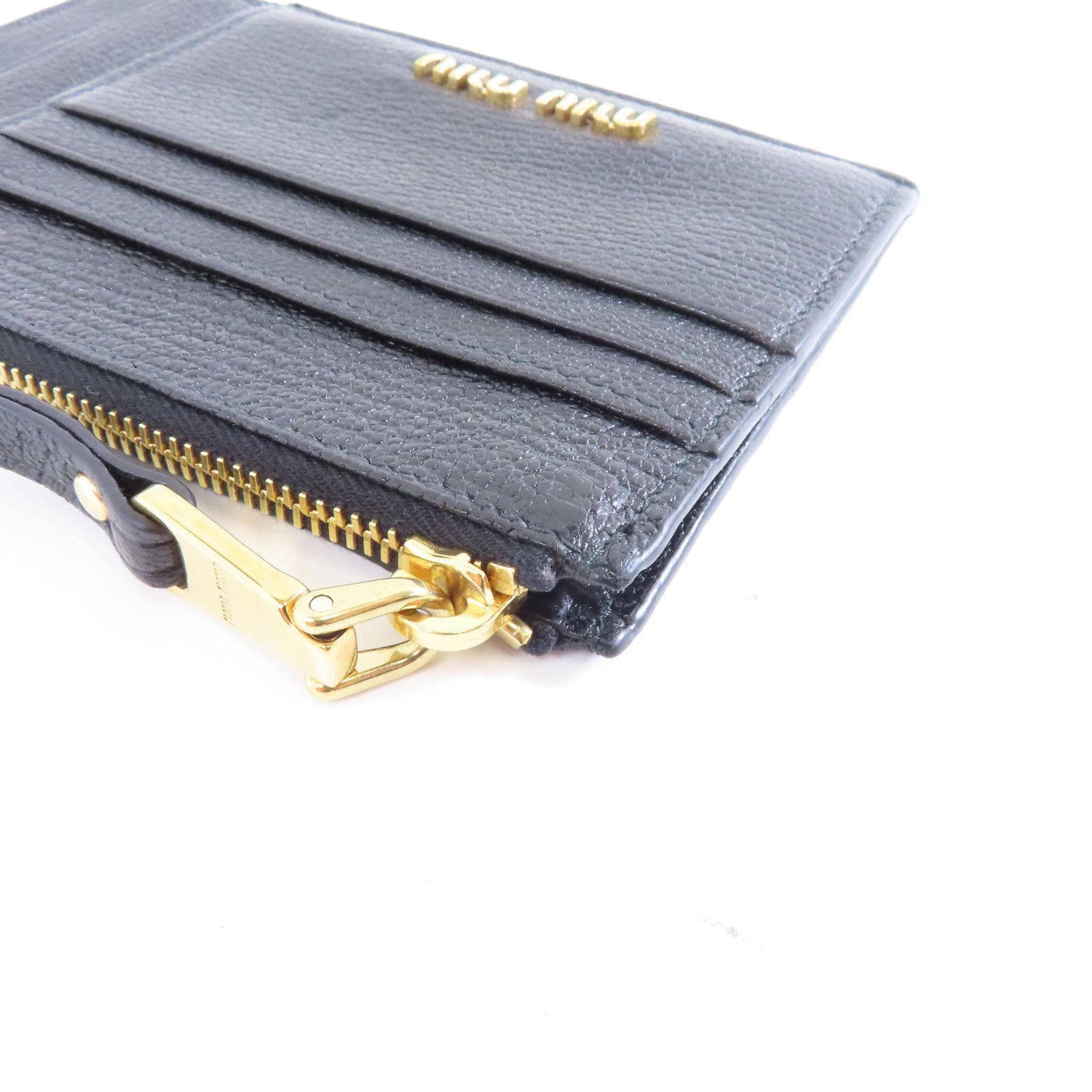Miu Miu 牛皮皮革Card Case金扣卡片套黑色