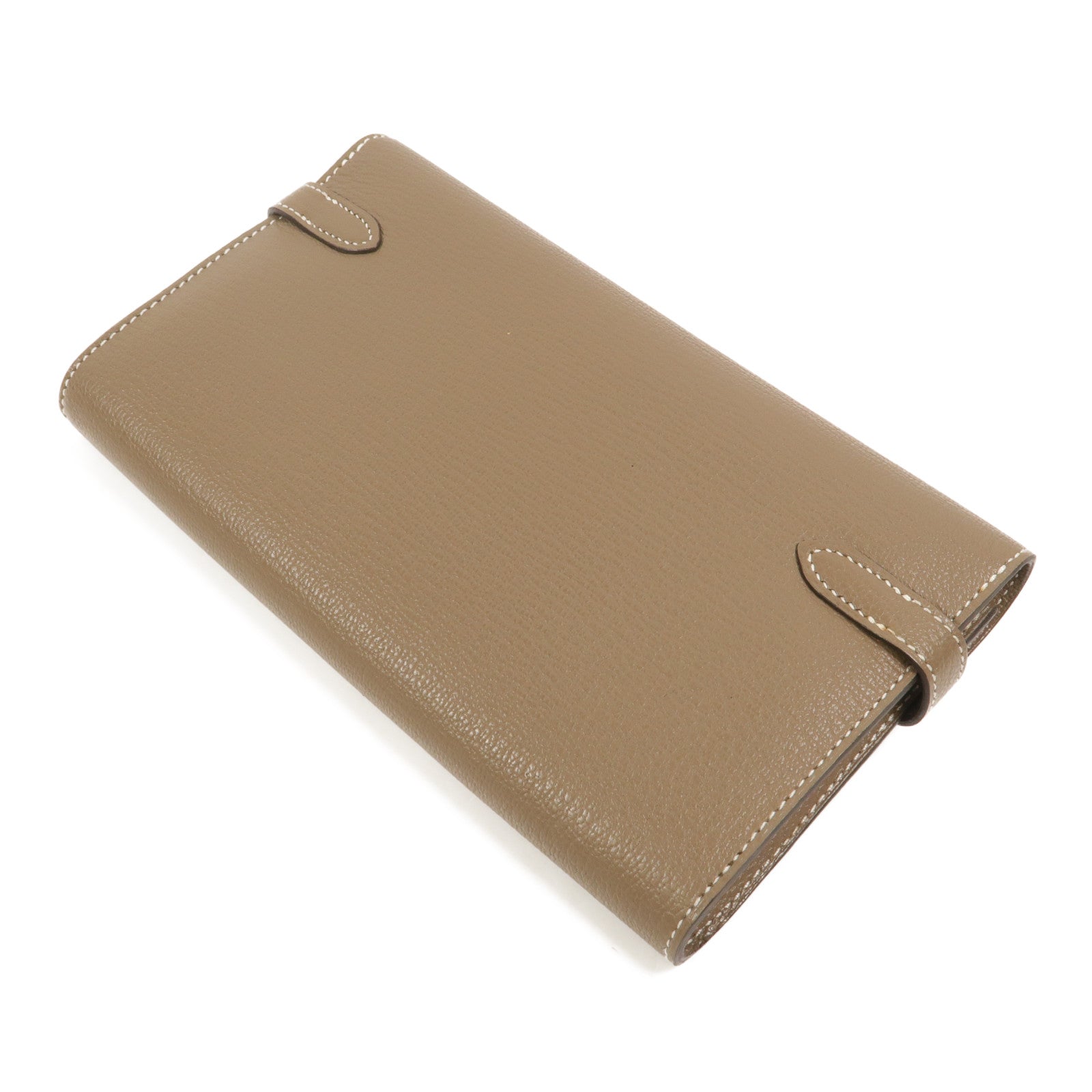 HERMES Chevre皮革Kelly Wallet長錢包Etoupe
