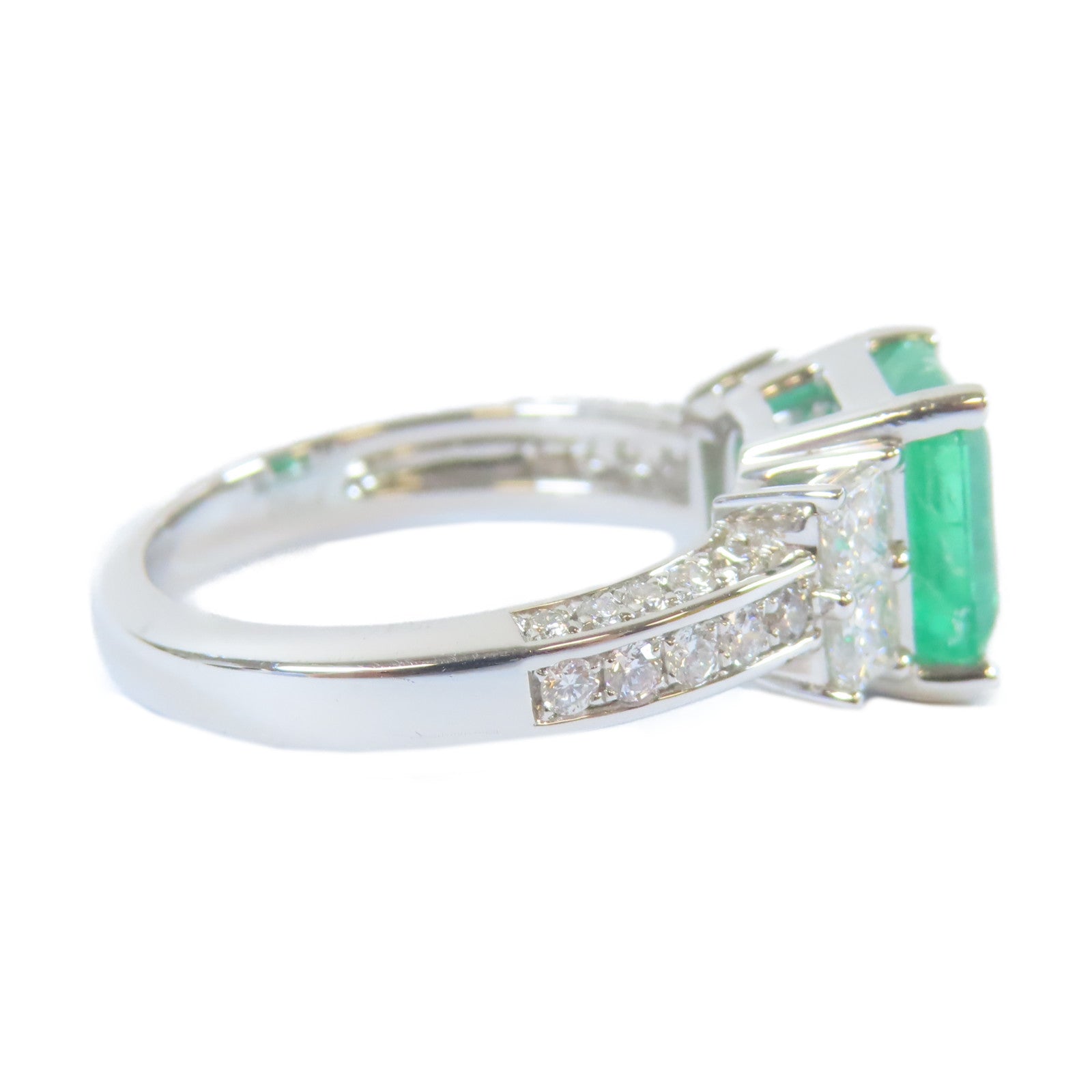 JEWELRY 【激減優惠】PT950白金Ring2.40ct綠寶石/0.80ct鑽石戒指US#6