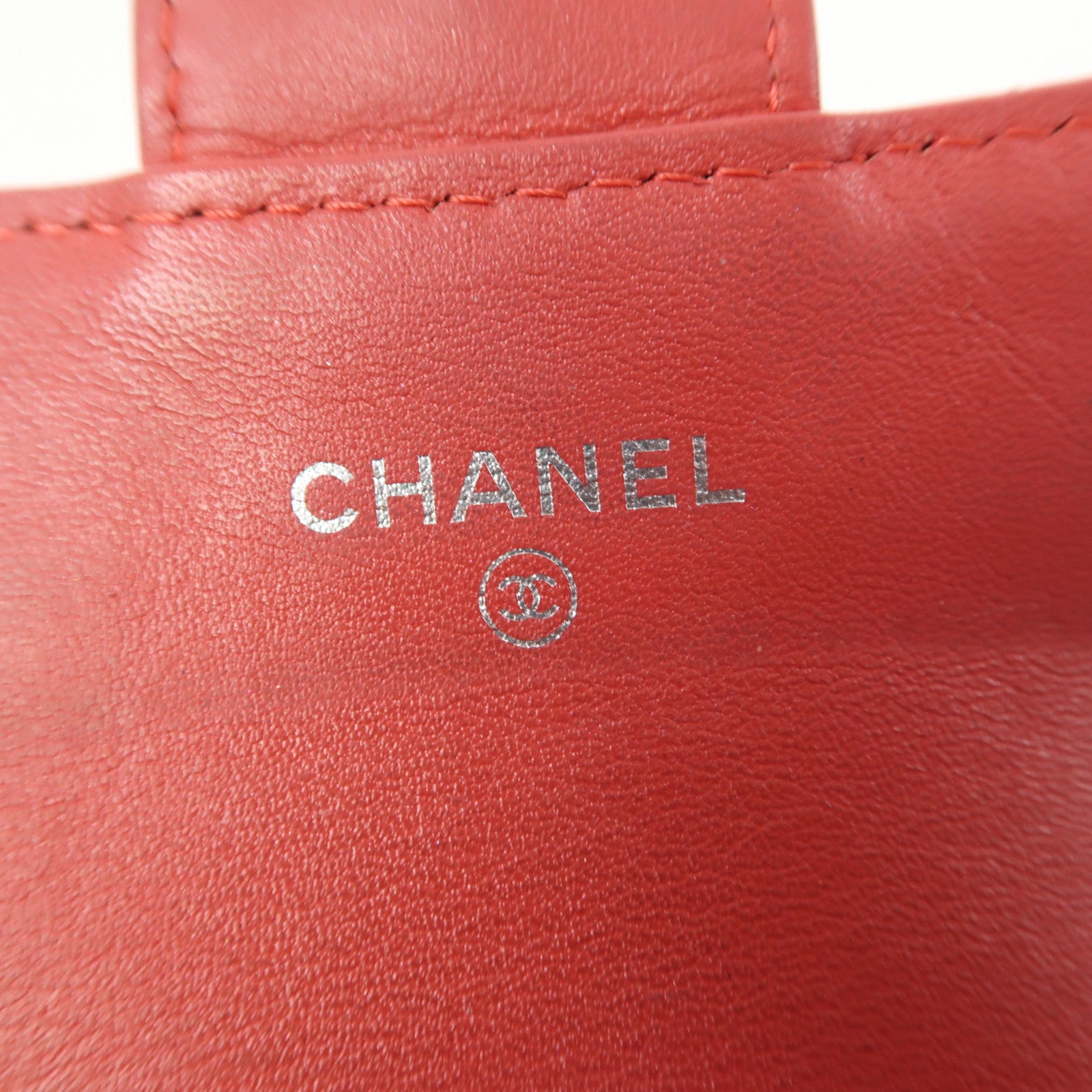 CHANEL 【激減優惠】菱格漆皮皮革Wallet銀扣錢包橙色