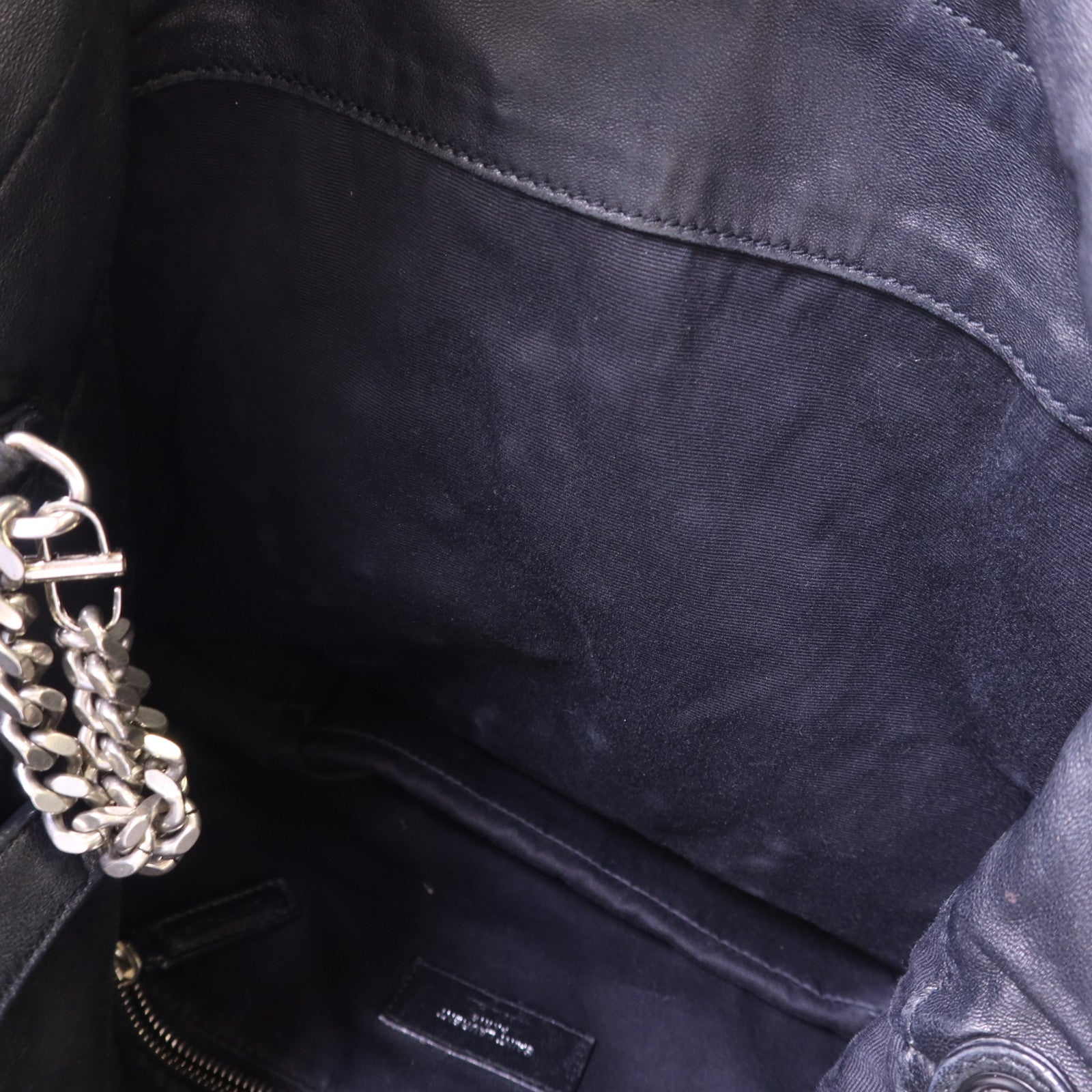 SAINT LAURENT 羊皮皮革Gem Stud Embellished Teddy銀扣鏈帶肩背袋