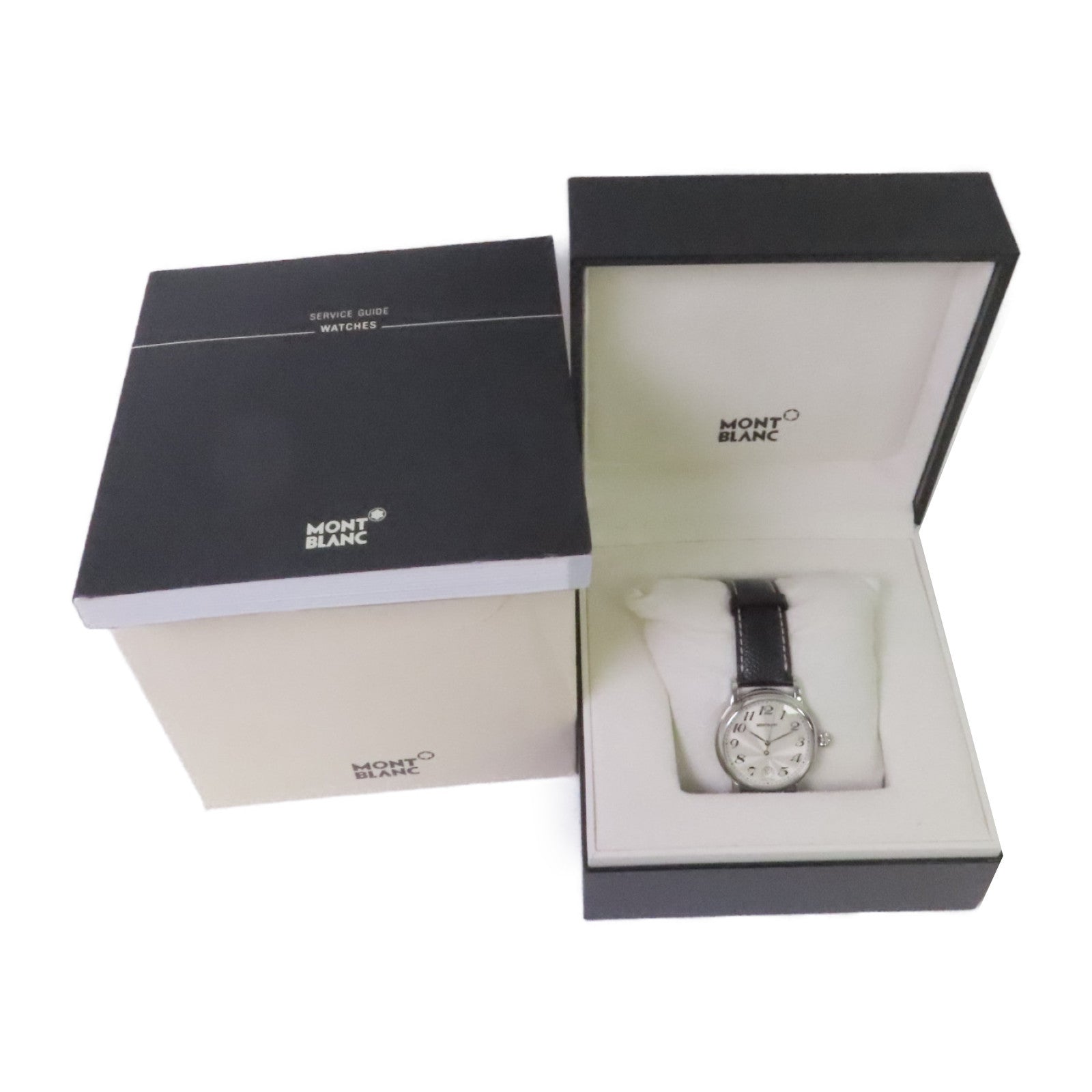 MONTBLANC Meisterstuck Watch不鏽鋼/牛皮皮帶石英機芯手錶白色