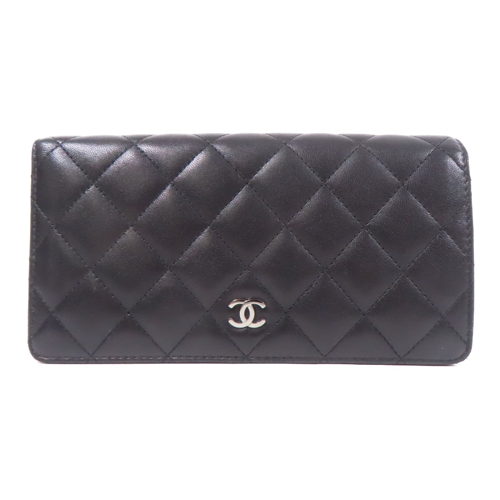 CHANEL CC SHW Long Wallet Lambskin Leather Black