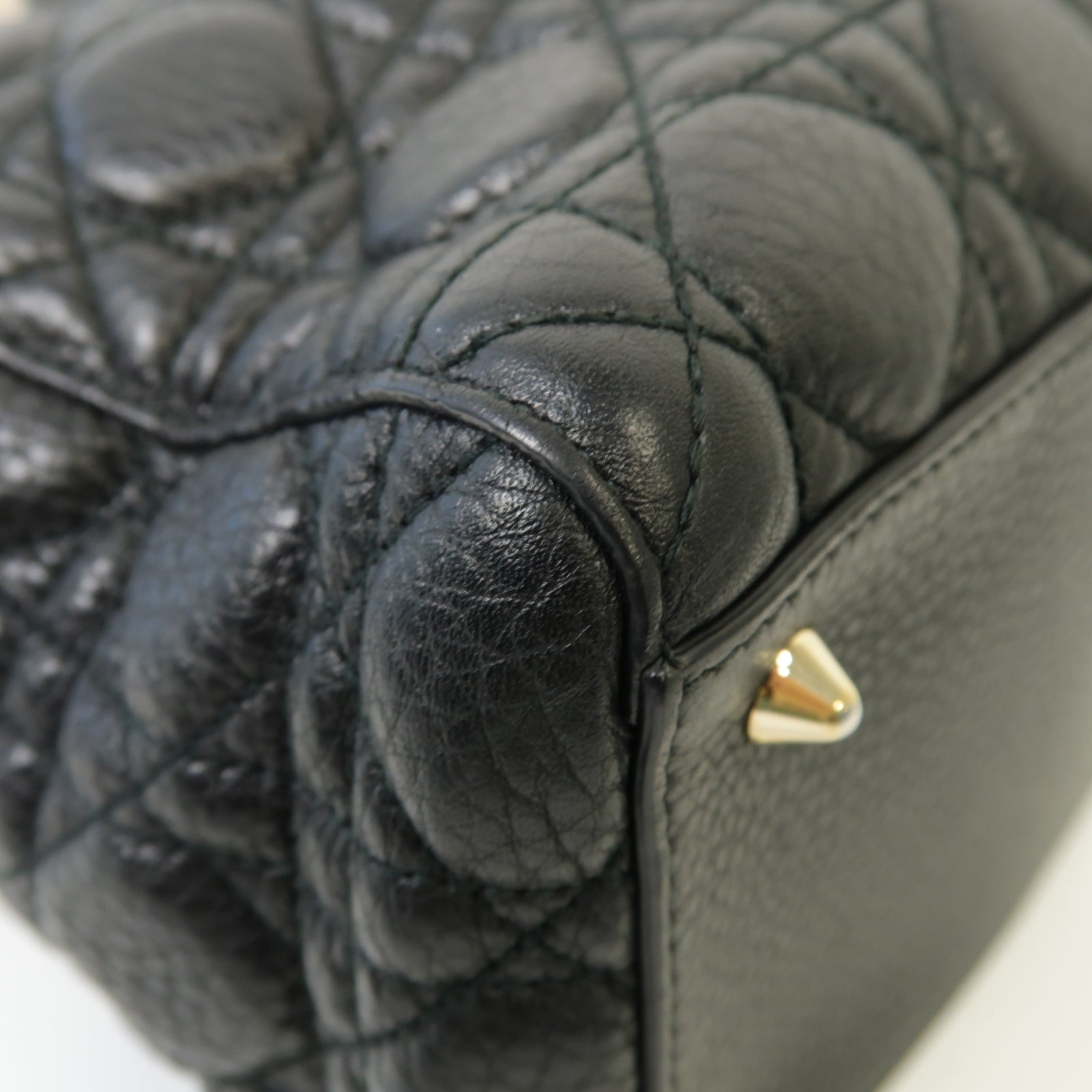 Dior 牛皮皮革Lady Dior金扣手挽肩背兩用袋黒色