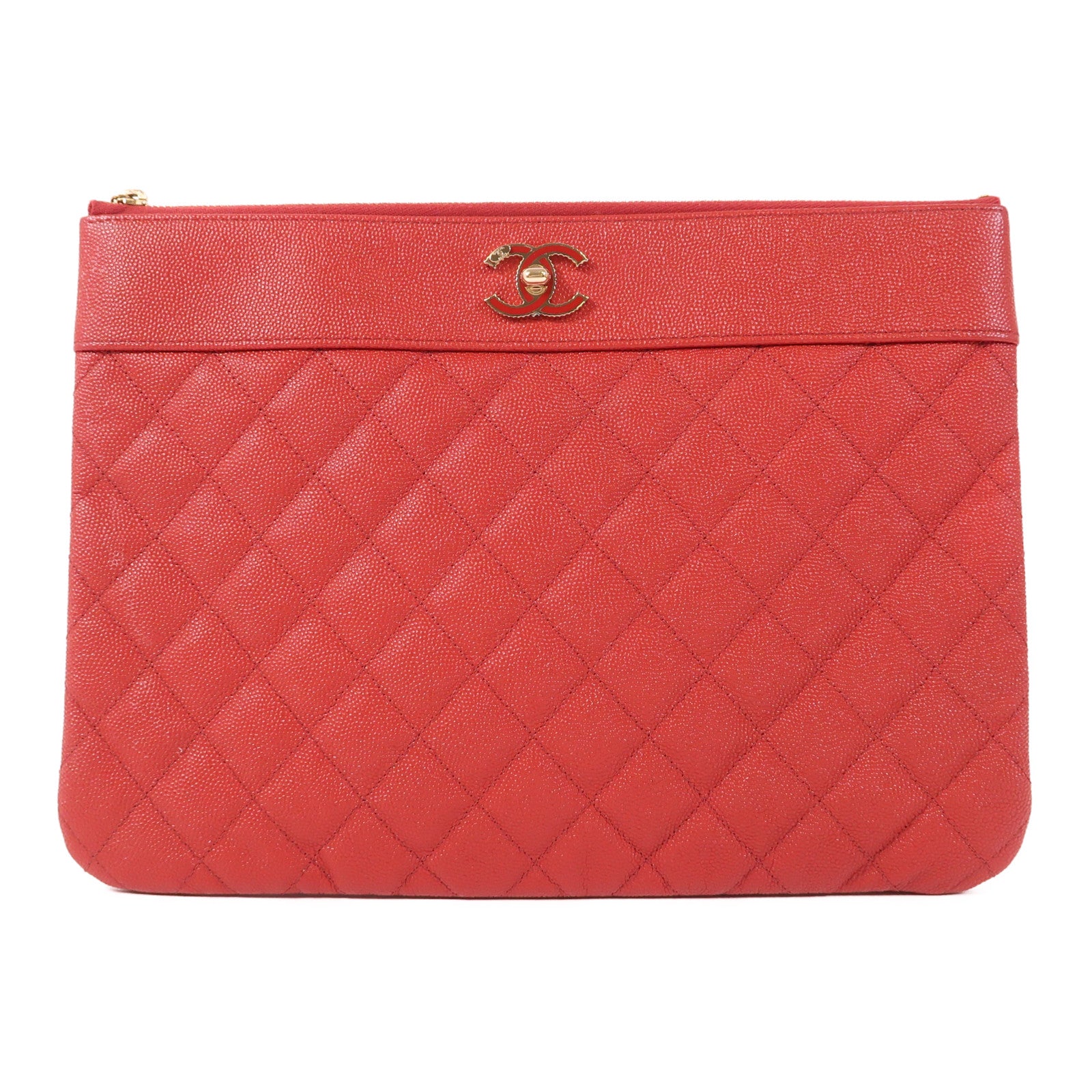 CHANEL 牛皮皮革Clutch金扣手拿包