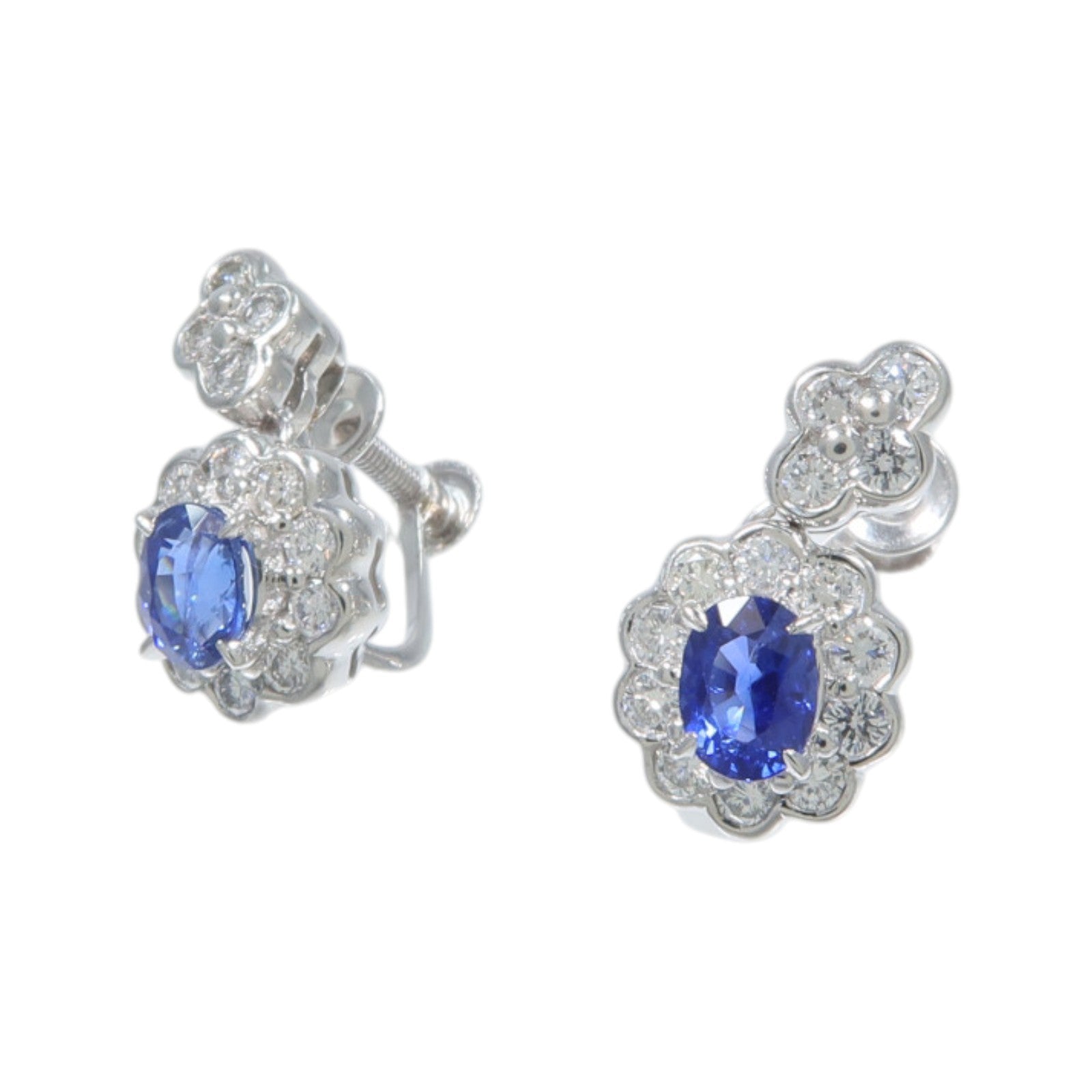 JEWELRY 【激減優惠】PT900鉑金Sapphire Diamond Earrings藍寶石/鑽石耳環