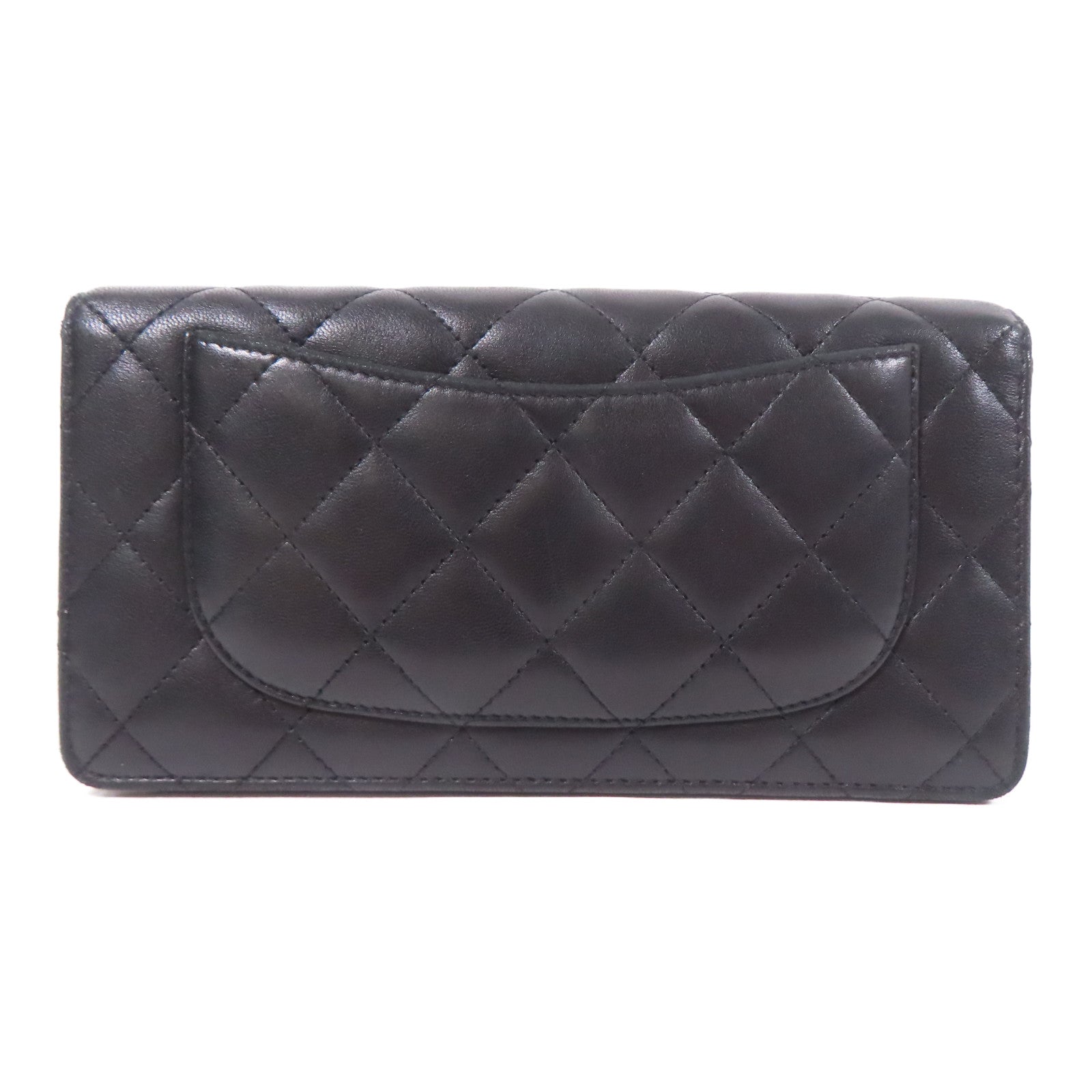 CHANEL CC SHW Long Wallet Lambskin Leather Black