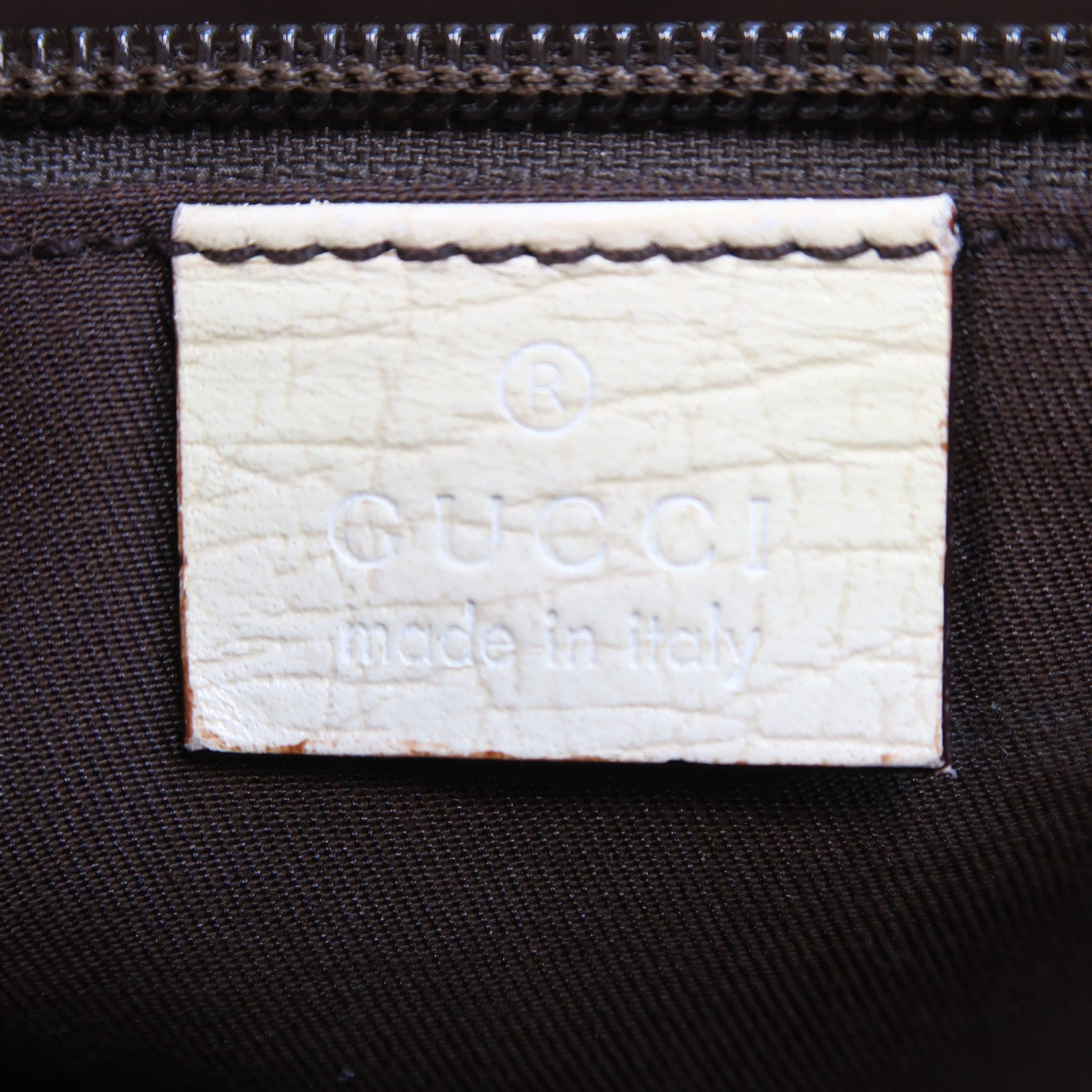 GUCCI 塗層帆布Tote Bag銀扣肩背袋啡色/白色