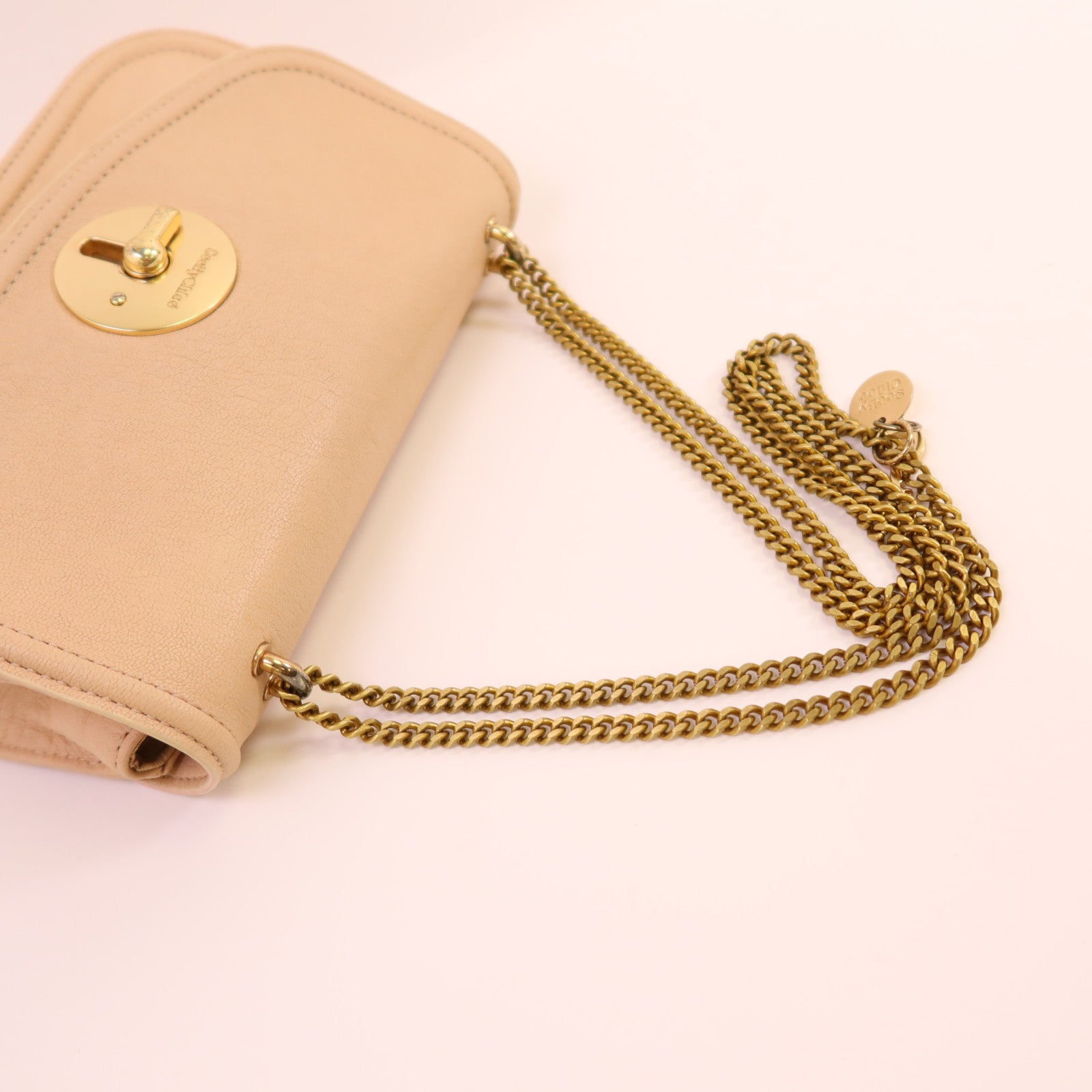 SEE BY CHLOE 牛皮皮革Chain Shoulder金扣鏈帶肩背袋
