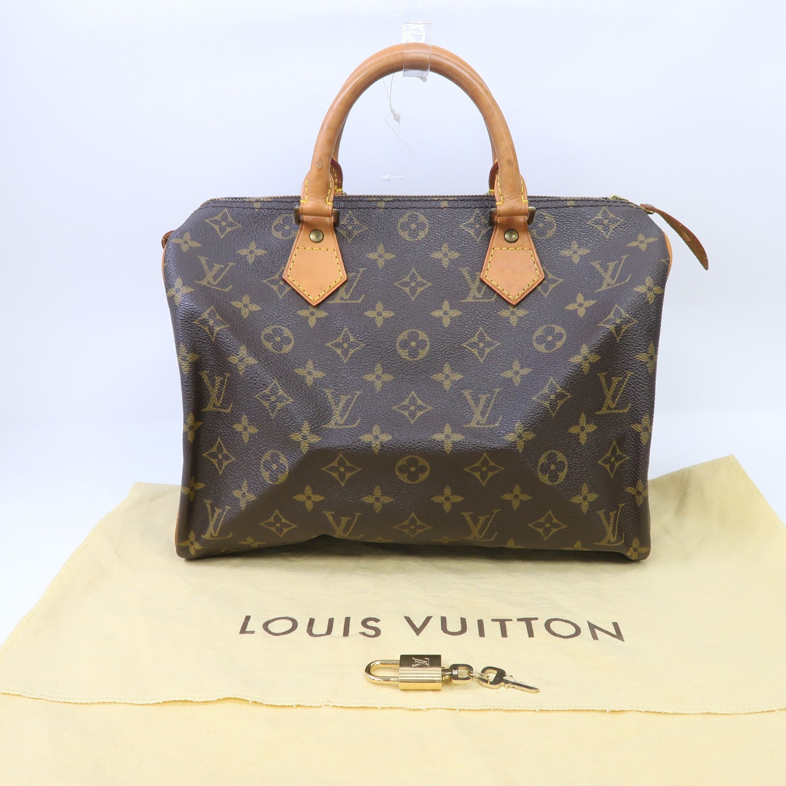 LOUIS VUITTON Monogram Speedy 30金扣手挽袋啡色