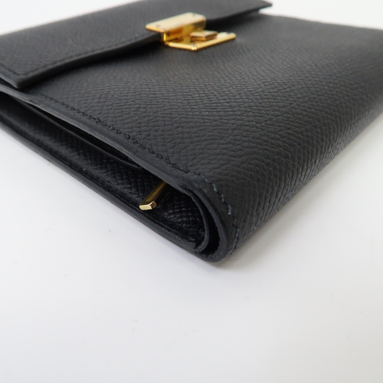 HERMES Epsom皮革Clic 12 Wallet金扣錢包黑色