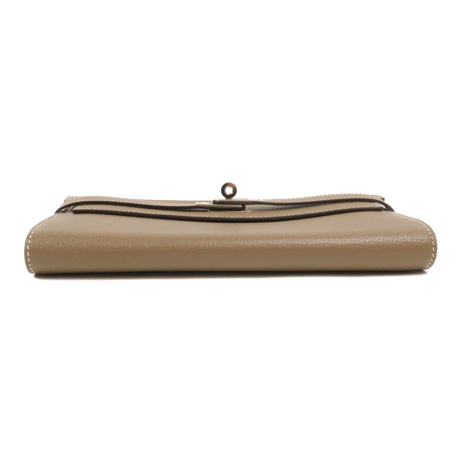HERMES Chevre皮革Kelly Wallet長錢包Etoupe