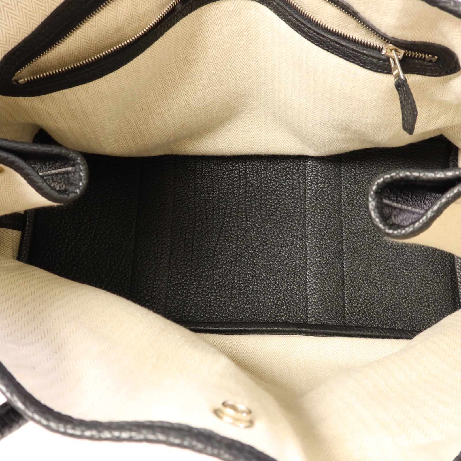 HERMES Negonda皮革Garden Party PM銀扣手挽袋Noir