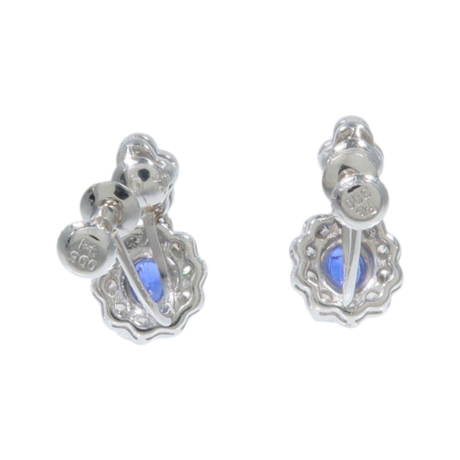 JEWELRY 【激減優惠】PT900鉑金Sapphire Diamond Earrings藍寶石/鑽石耳環