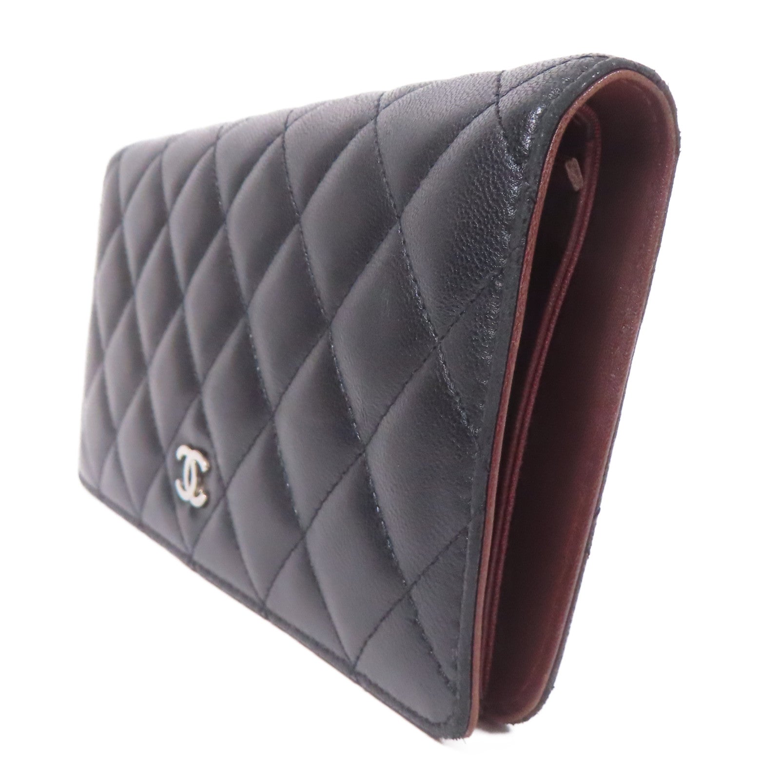 CHANEL CC SHW Long Wallet Lambskin Leather Black