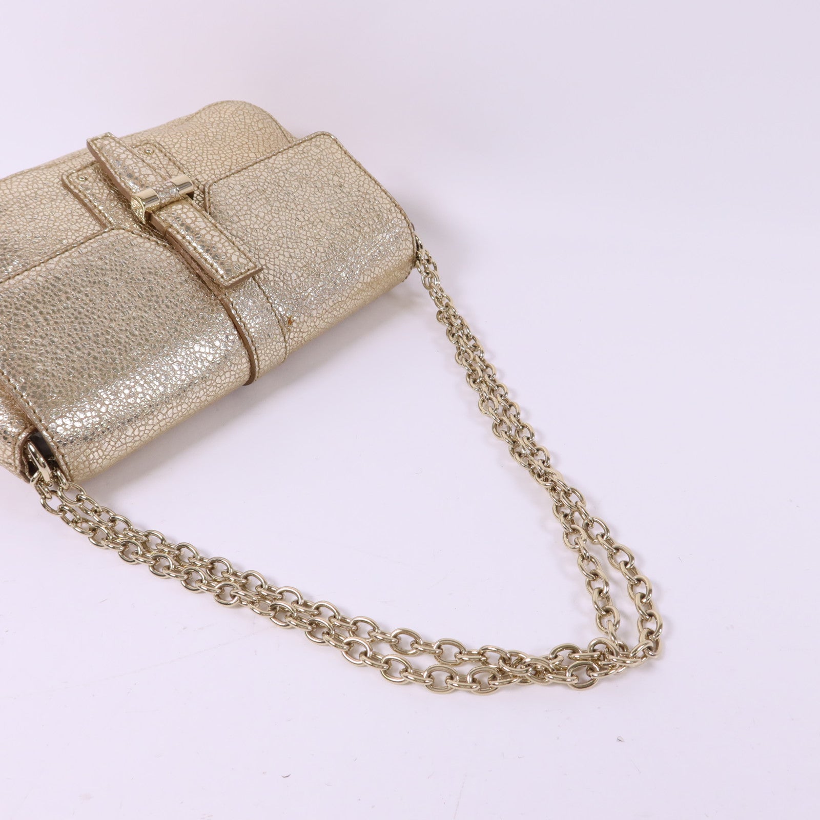 YVES SAINT LAURENT 牛皮皮革Chain Shoulder Bag金扣鏈帶肩背袋