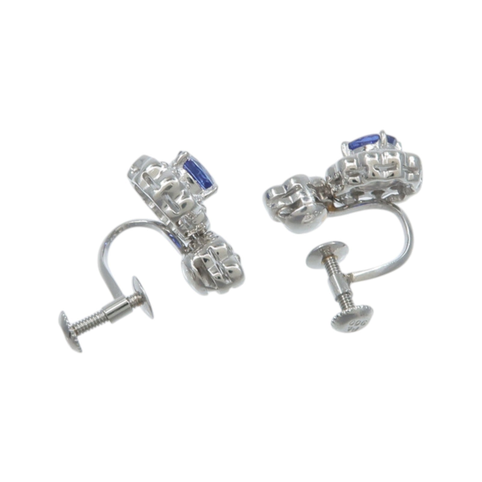 JEWELRY 【激減優惠】PT900鉑金Sapphire Diamond Earrings藍寶石/鑽石耳環