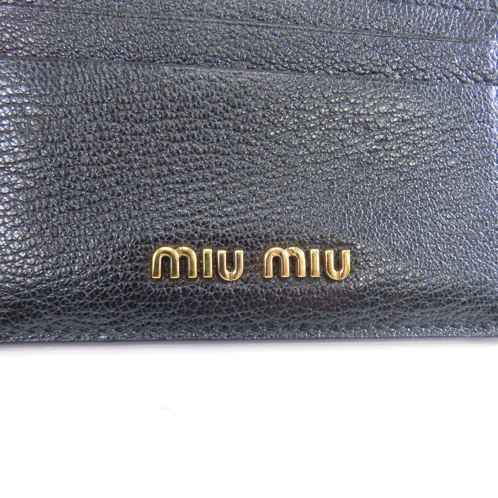 Miu Miu 牛皮皮革Card Case金扣卡片套黑色