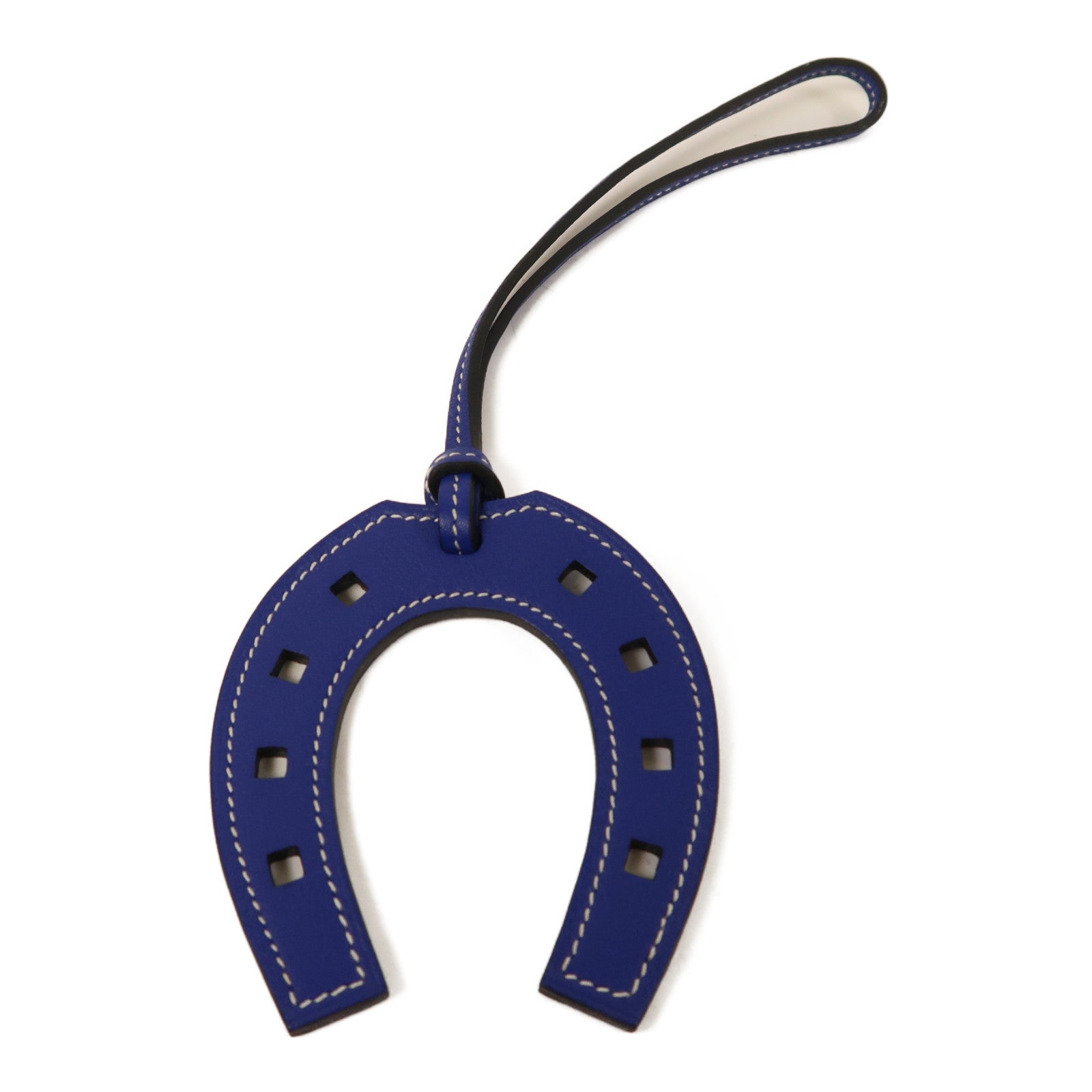 HERMES Swift皮革Paddock Horse Shoe掛飾藍色