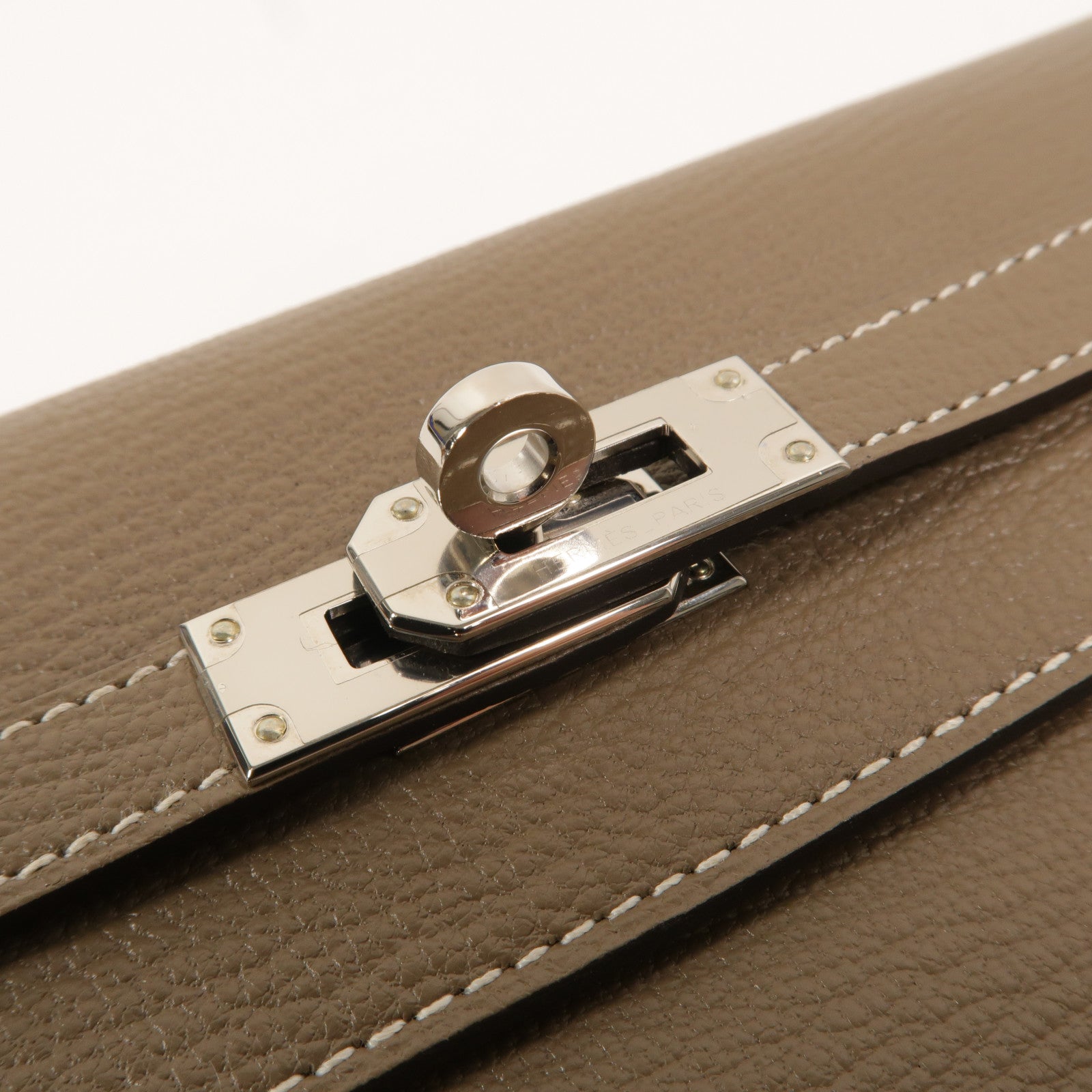 HERMES Chevre皮革Kelly Wallet長錢包Etoupe