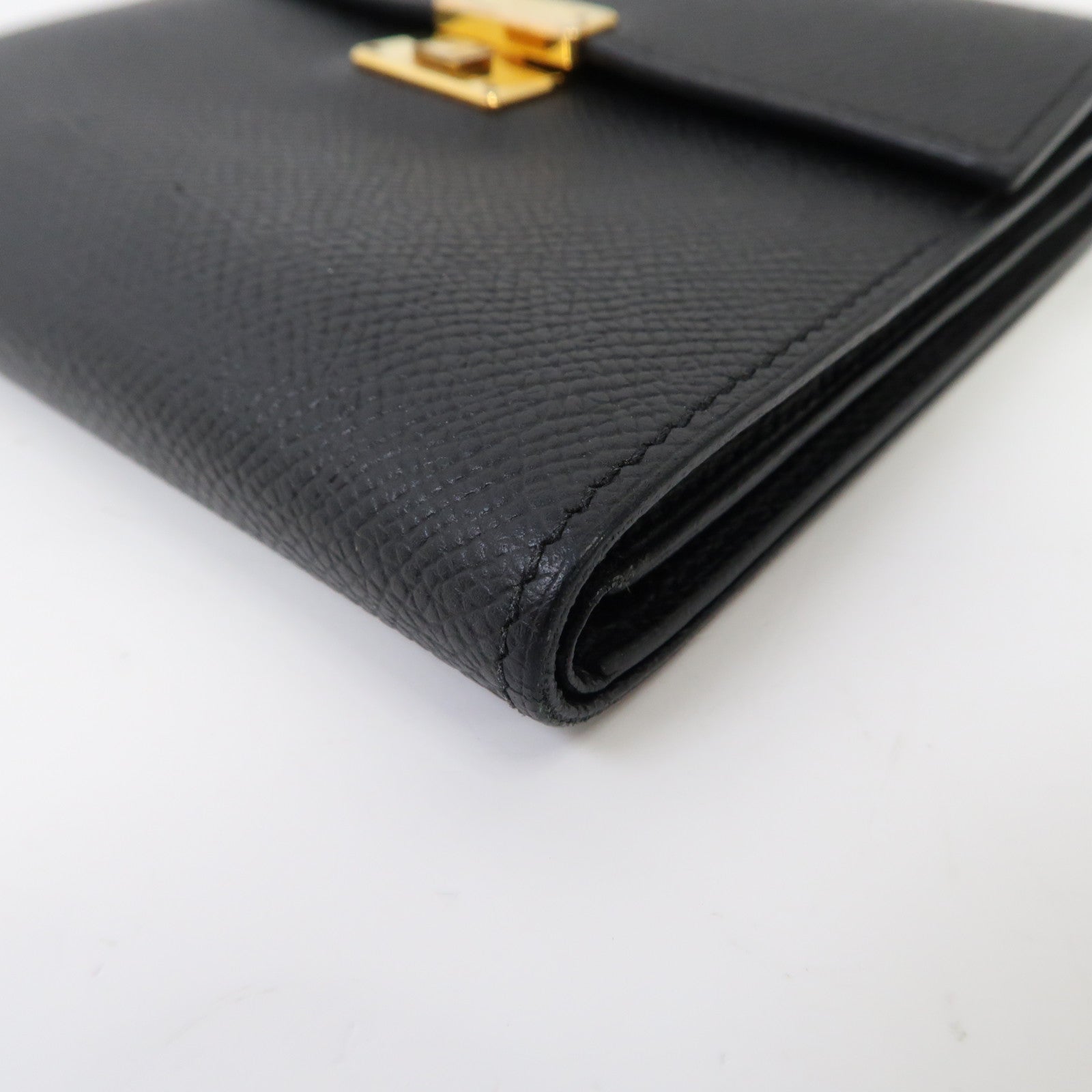 HERMES Epsom皮革Clic 12 Wallet金扣錢包黑色