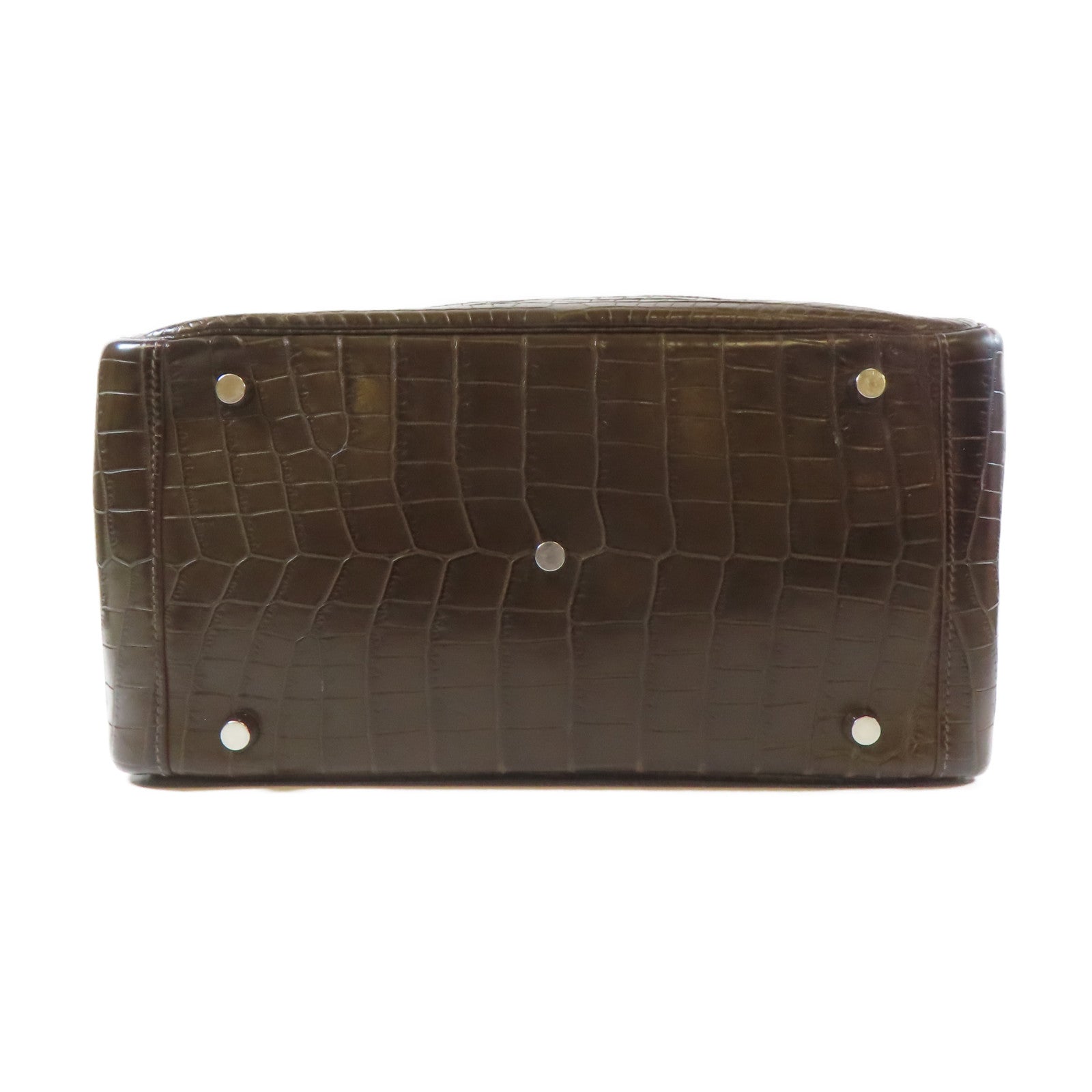 HERMES Croco Niloticus Mat Lindy 30 2 Way Shoulder Bag銀扣手挽肩背兩用袋Gris Elephant啡色