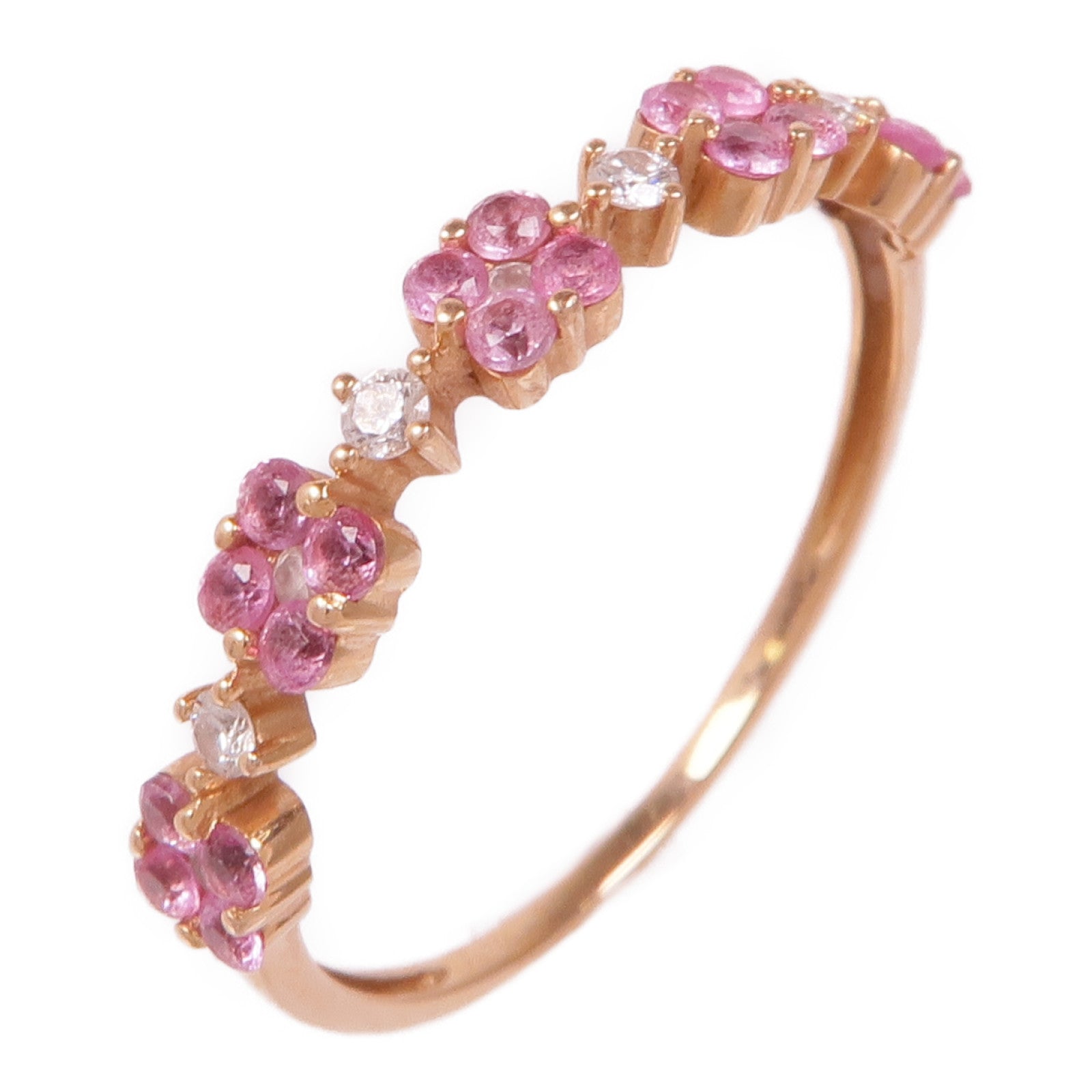 JEWELRY 18K玫瑰金Pink Sapphire Diamond Ring粉紅藍寶石/鑽石戒指US#6.5