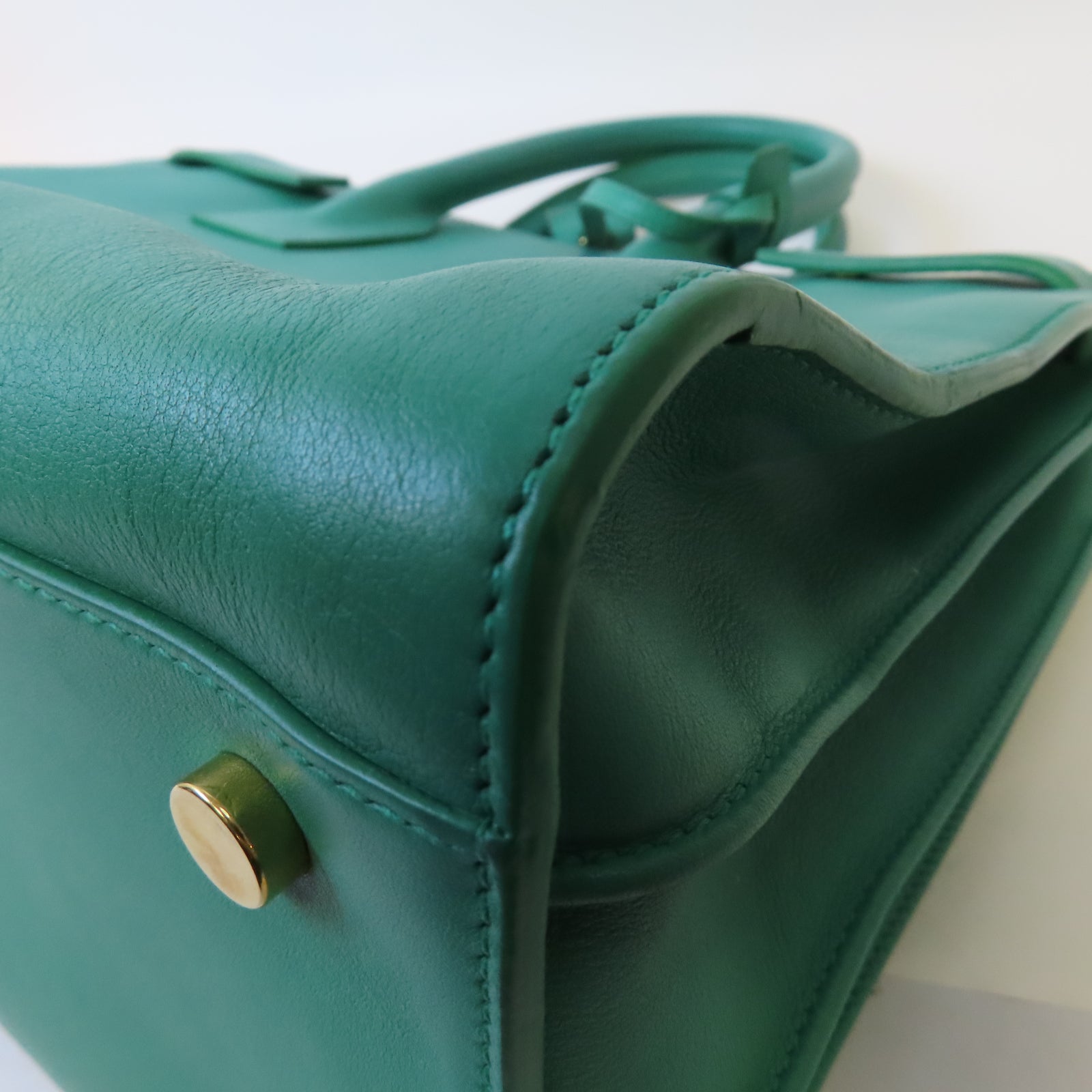 SAINT LAURENT 【激減優惠】牛皮皮革Sac De Jour Bag金扣手挽肩背兩用袋綠色