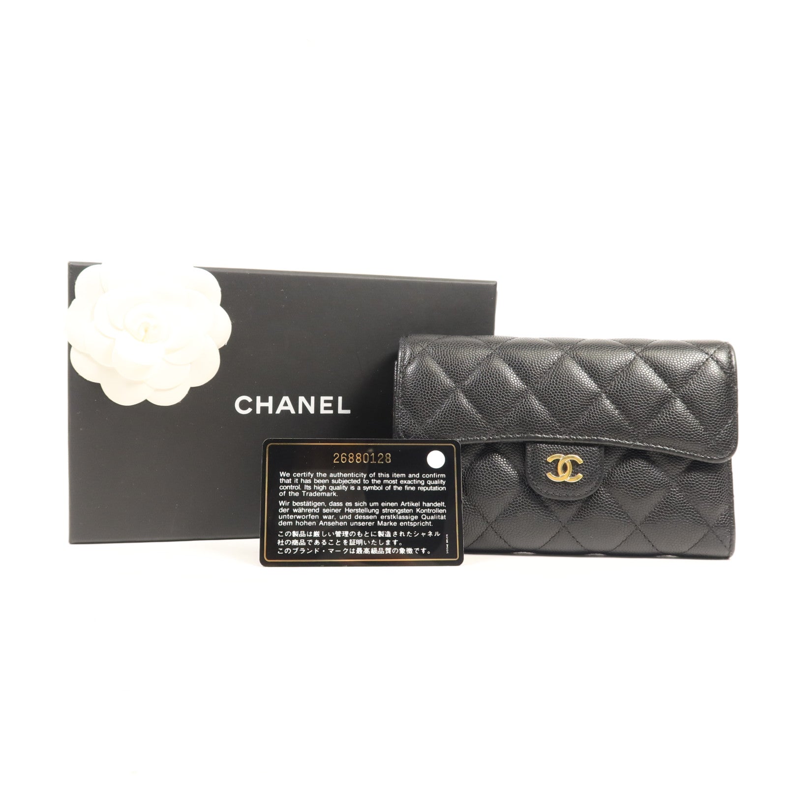 CHANEL 牛皮皮革Wallet金扣錢包