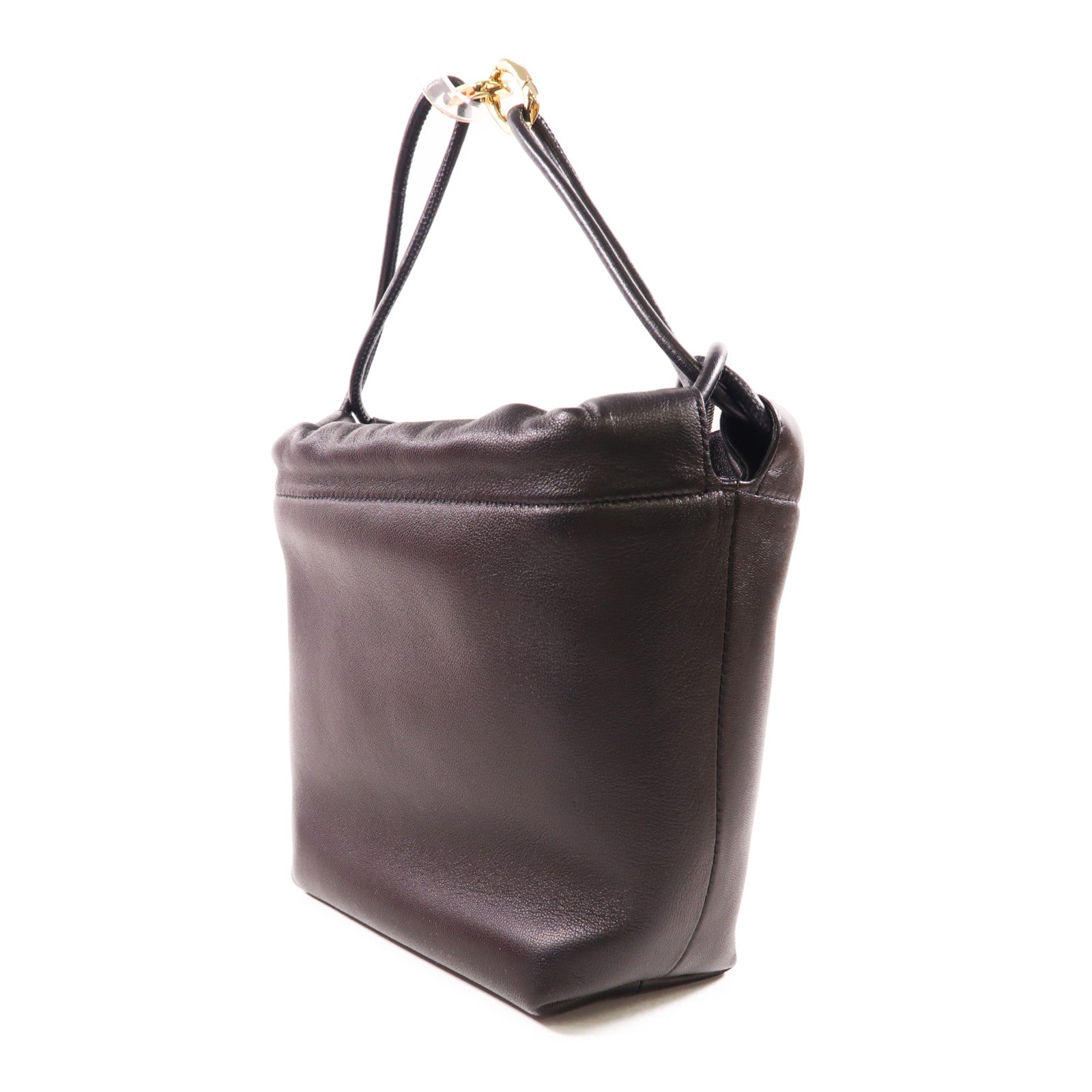 Valentino GHW V Logo Pouf Mini Bucket Shoulder Bag Lambskin Leather Black