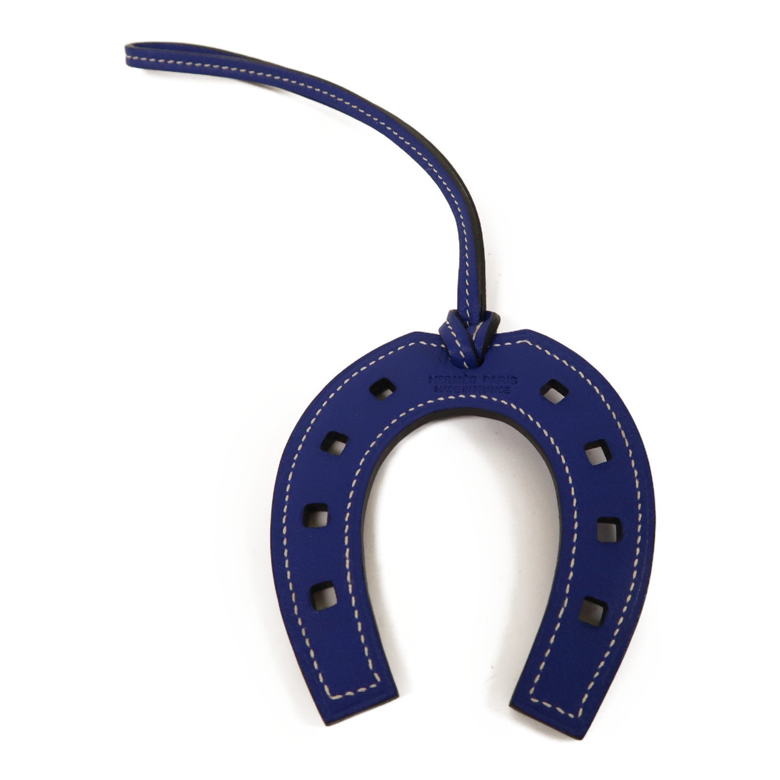 HERMES Swift皮革Paddock Horse Shoe掛飾藍色