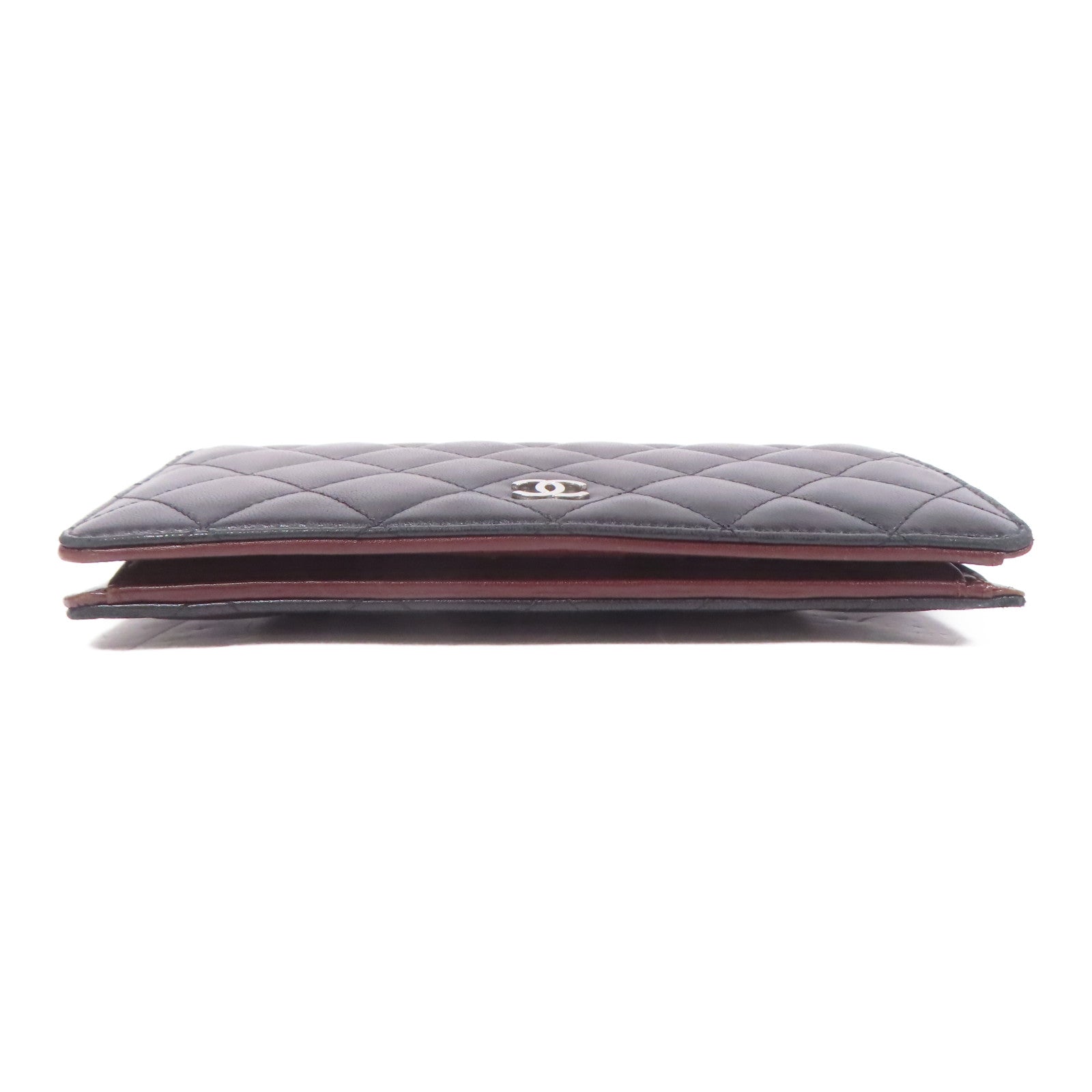 CHANEL CC SHW Long Wallet Lambskin Leather Black