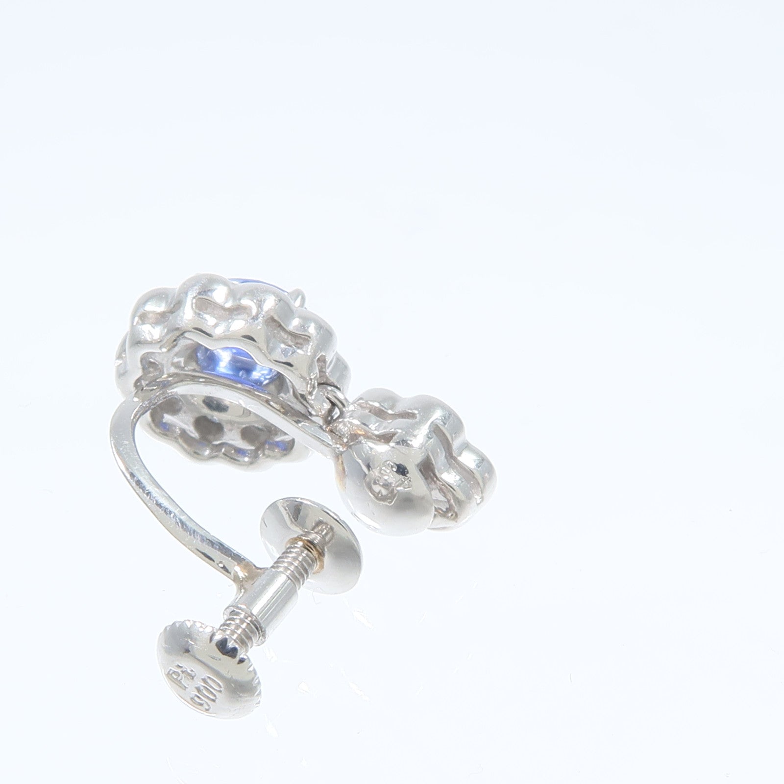 JEWELRY 【激減優惠】PT900鉑金Sapphire Diamond Earrings藍寶石/鑽石耳環