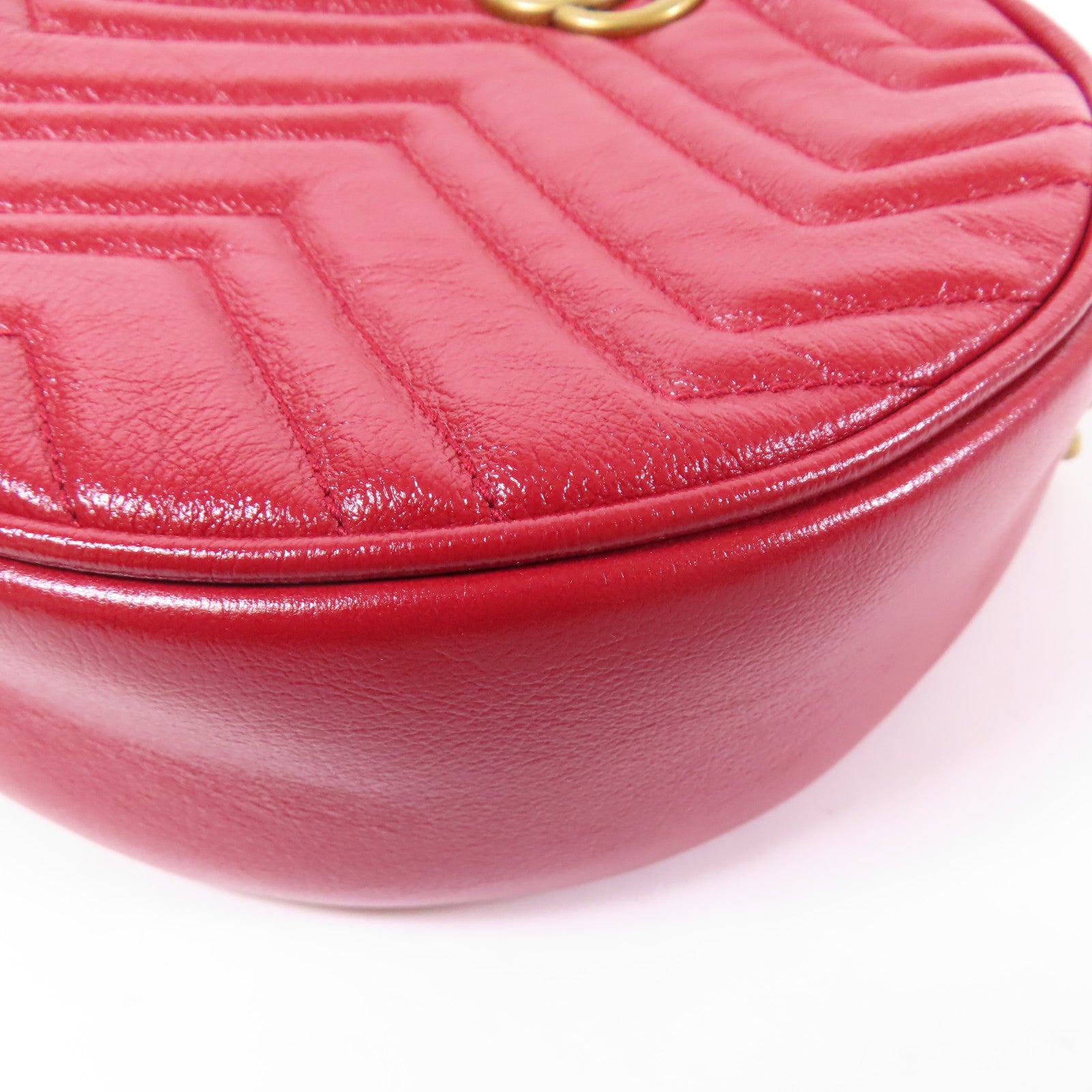 GUCCI GHW GG Marmont Chain Shoulder Bag 550154 Calfskin Leather Red