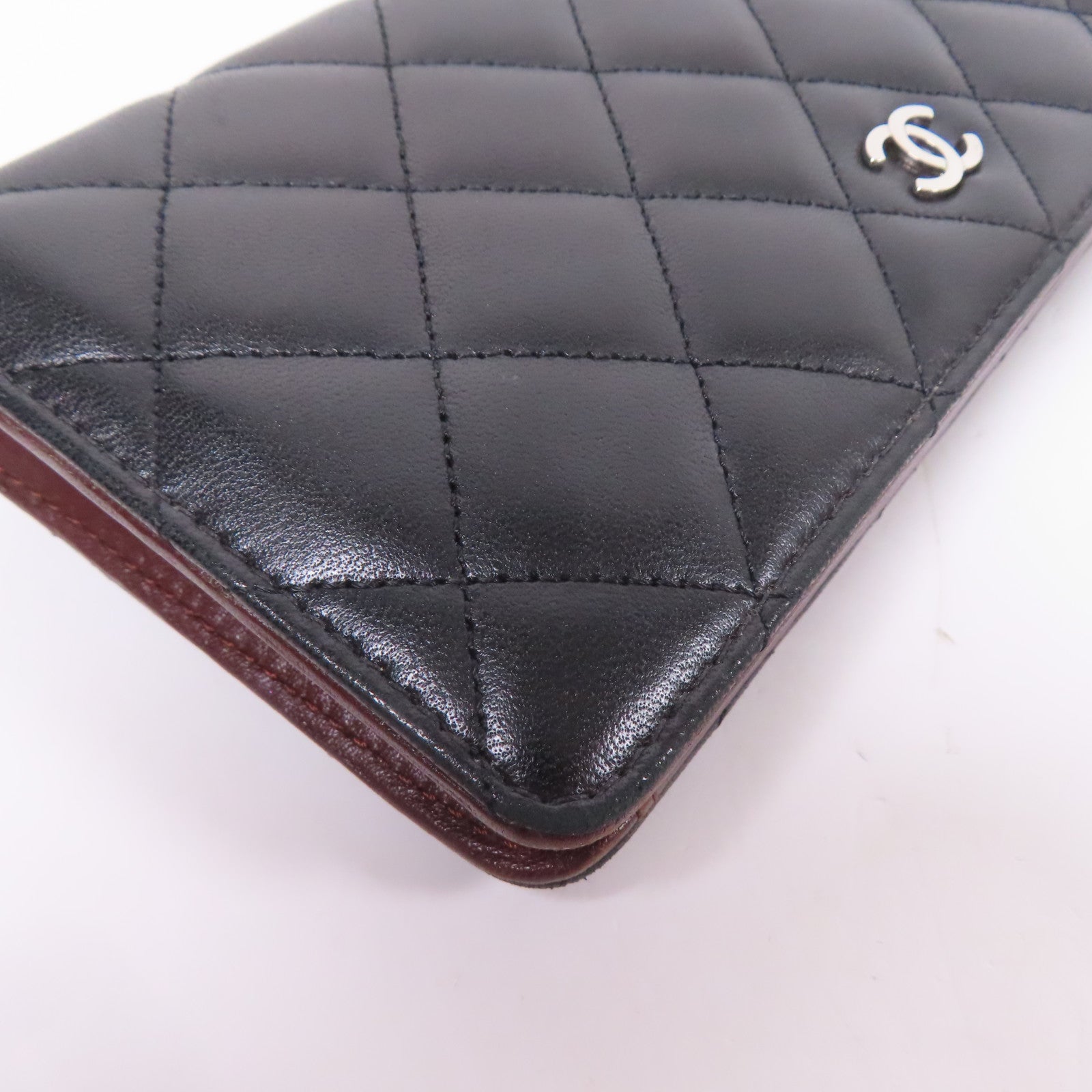 CHANEL CC SHW Long Wallet Lambskin Leather Black