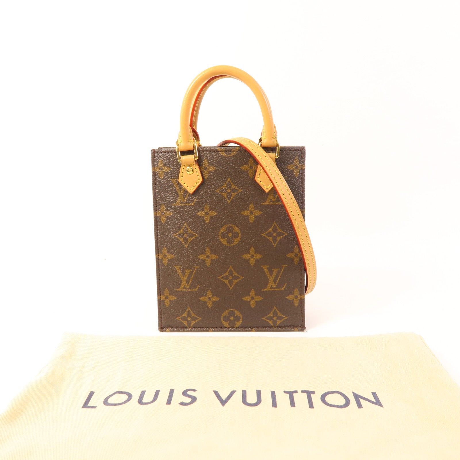 LOUIS VUITTON LV GHW Petit Sac Plat 2 Way Shoulder Bag M81295 Monogram Brown