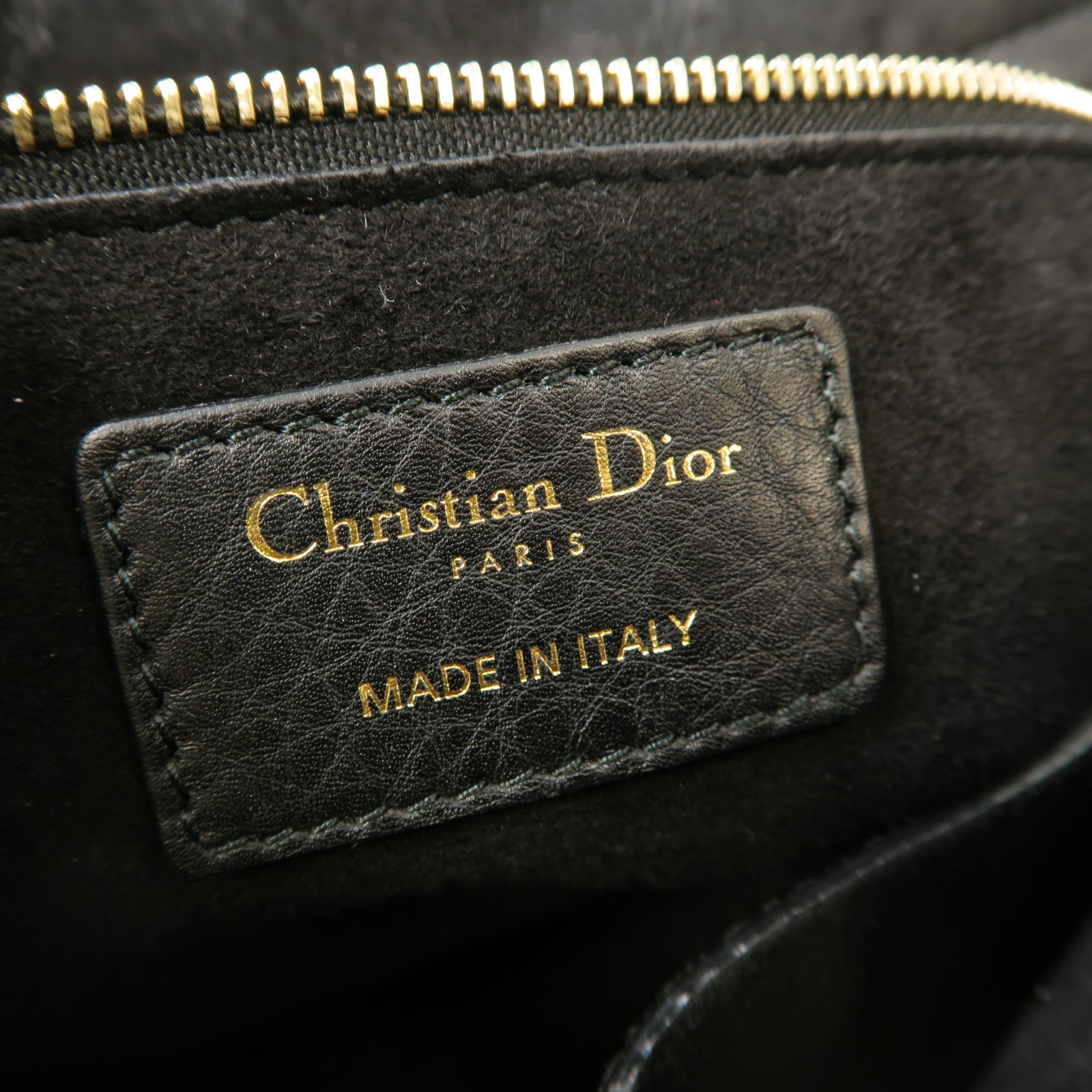 Dior 牛皮皮革Lady Dior金扣手挽肩背兩用袋黒色