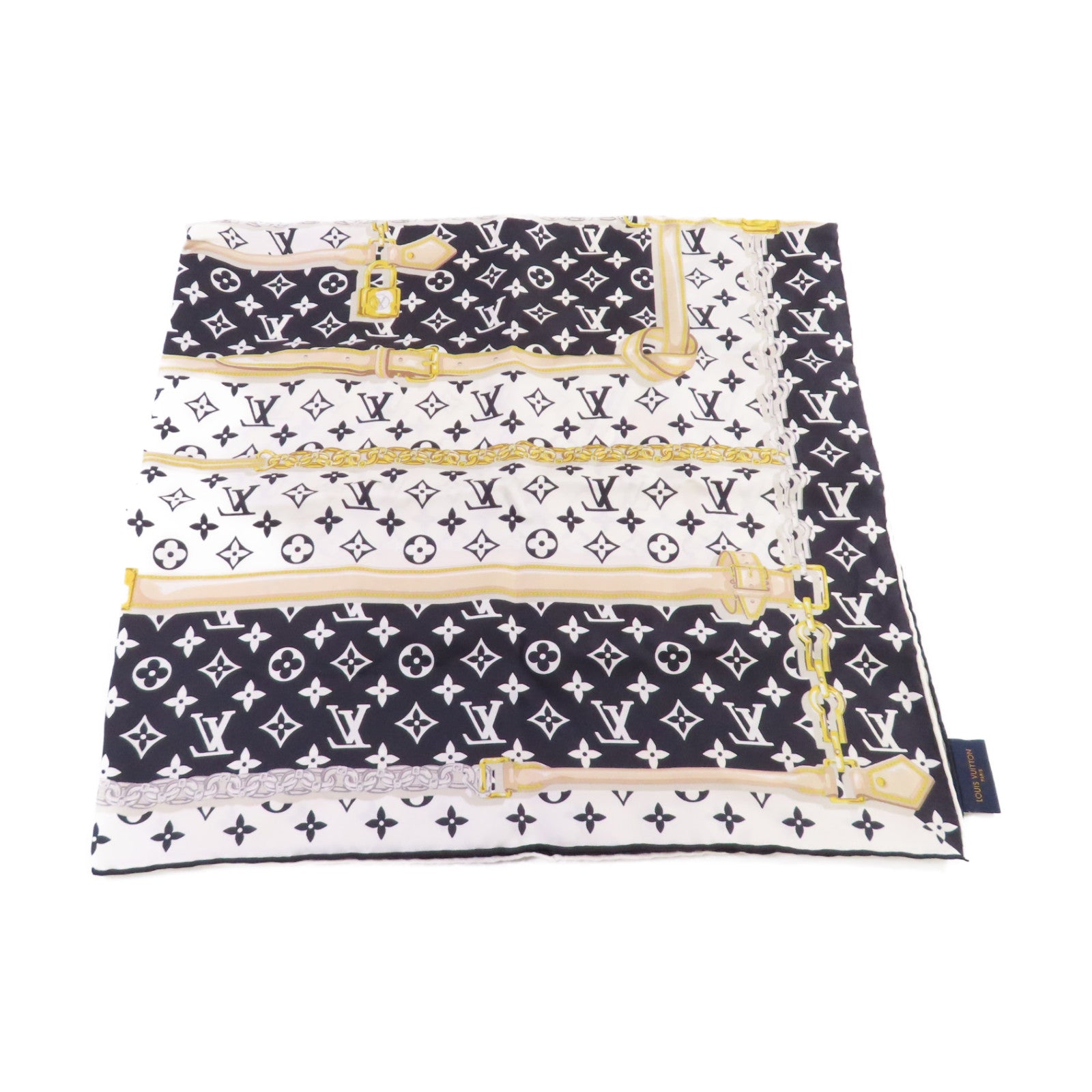LOUIS VUITTON 【激減優惠】絲質Monogram Confidential Square Scarf絲巾黑色/白色/彩色