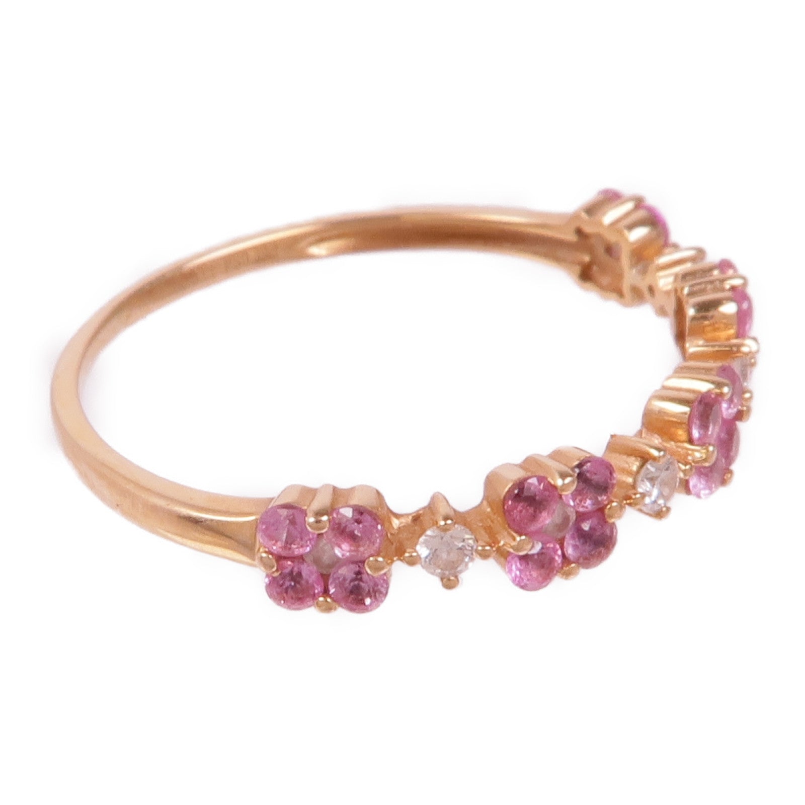 JEWELRY 18K玫瑰金Pink Sapphire Diamond Ring粉紅藍寶石/鑽石戒指US#6.5