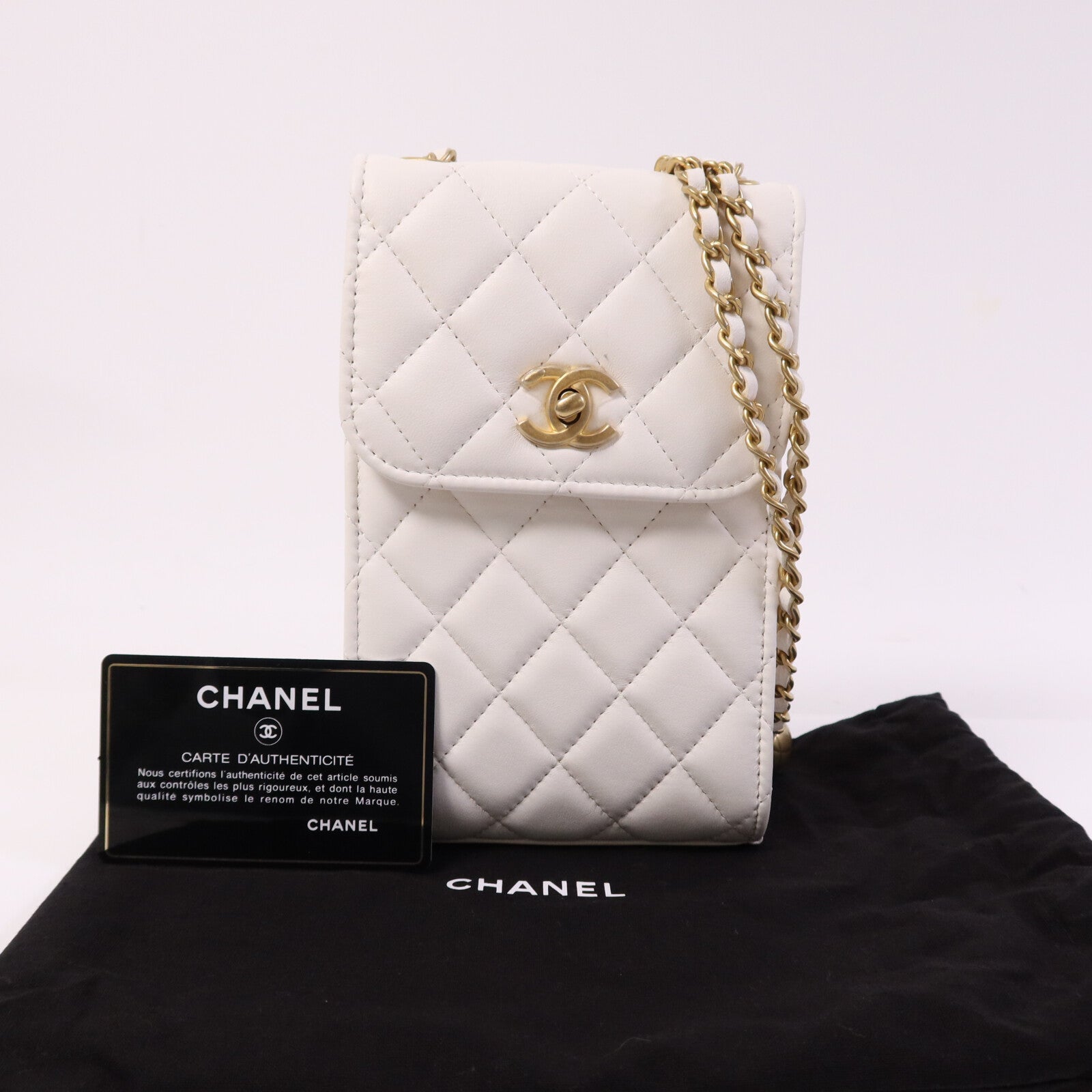 CHANEL 羊皮皮革Chain Shoulder金扣鏈帶肩背袋