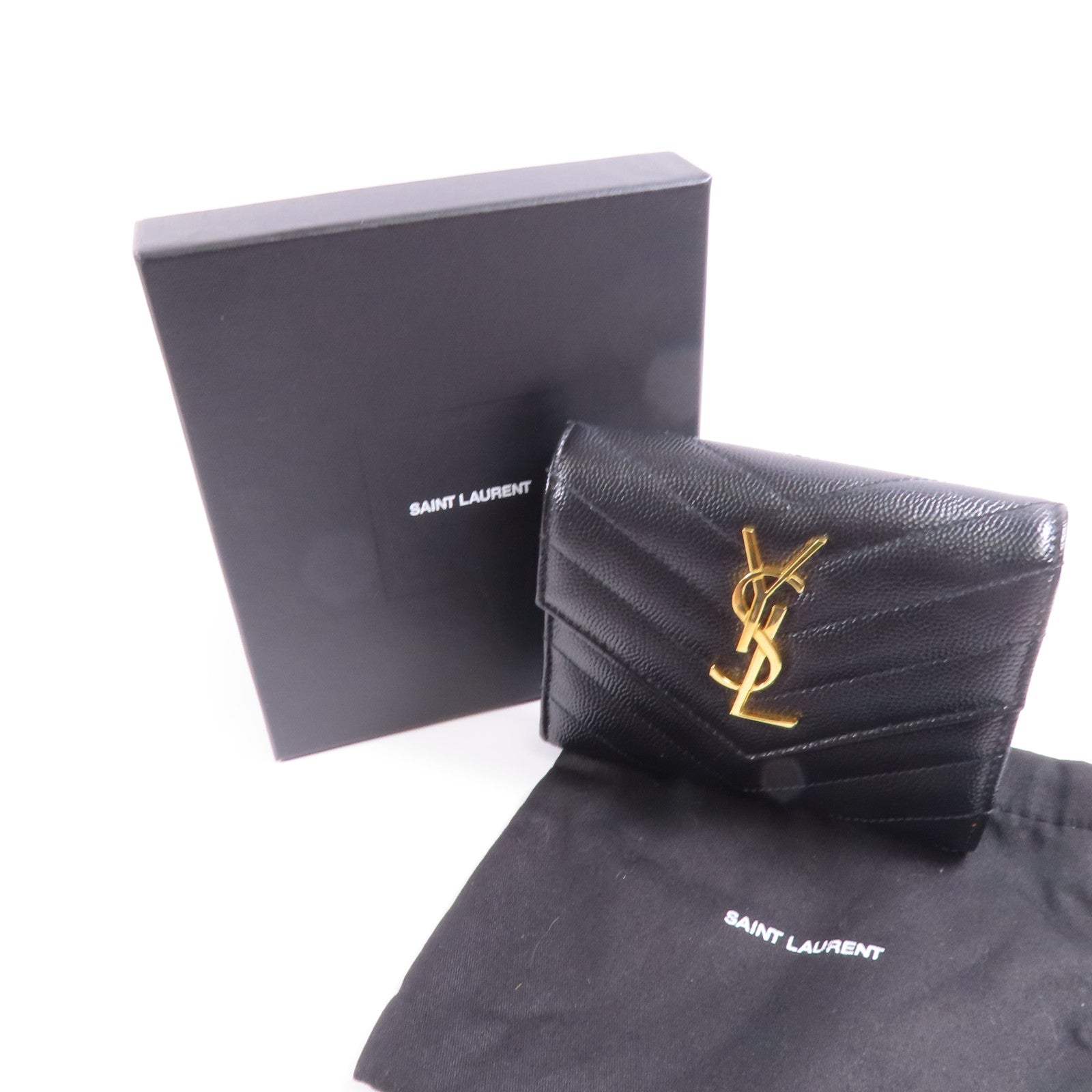 SAINT LAURENT 牛皮皮革Wallet金扣錢包